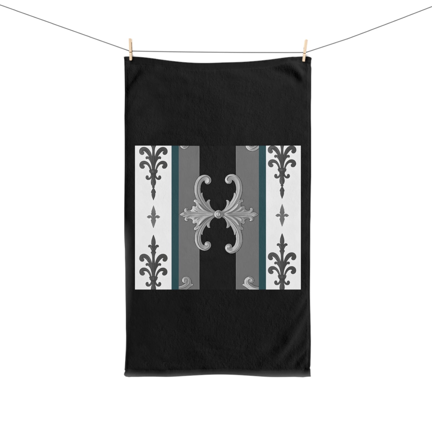 Luxurious Ornate Hand Towel - Elegant Home Décor - Striped Minimal Damask