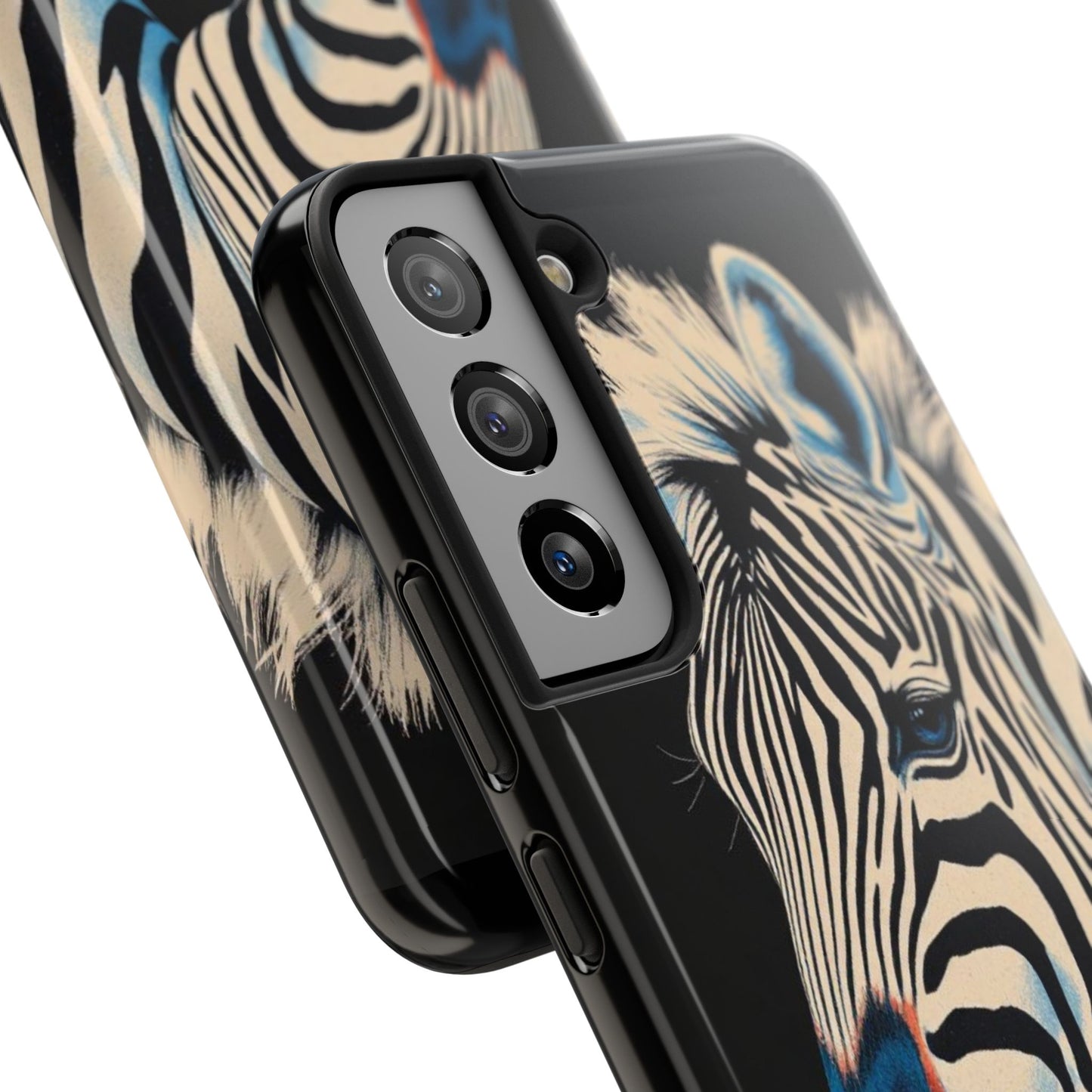 Zebra Tough Phone Case - Trendy Floral Design for Animal Lovers - Blue Zebra & Roses