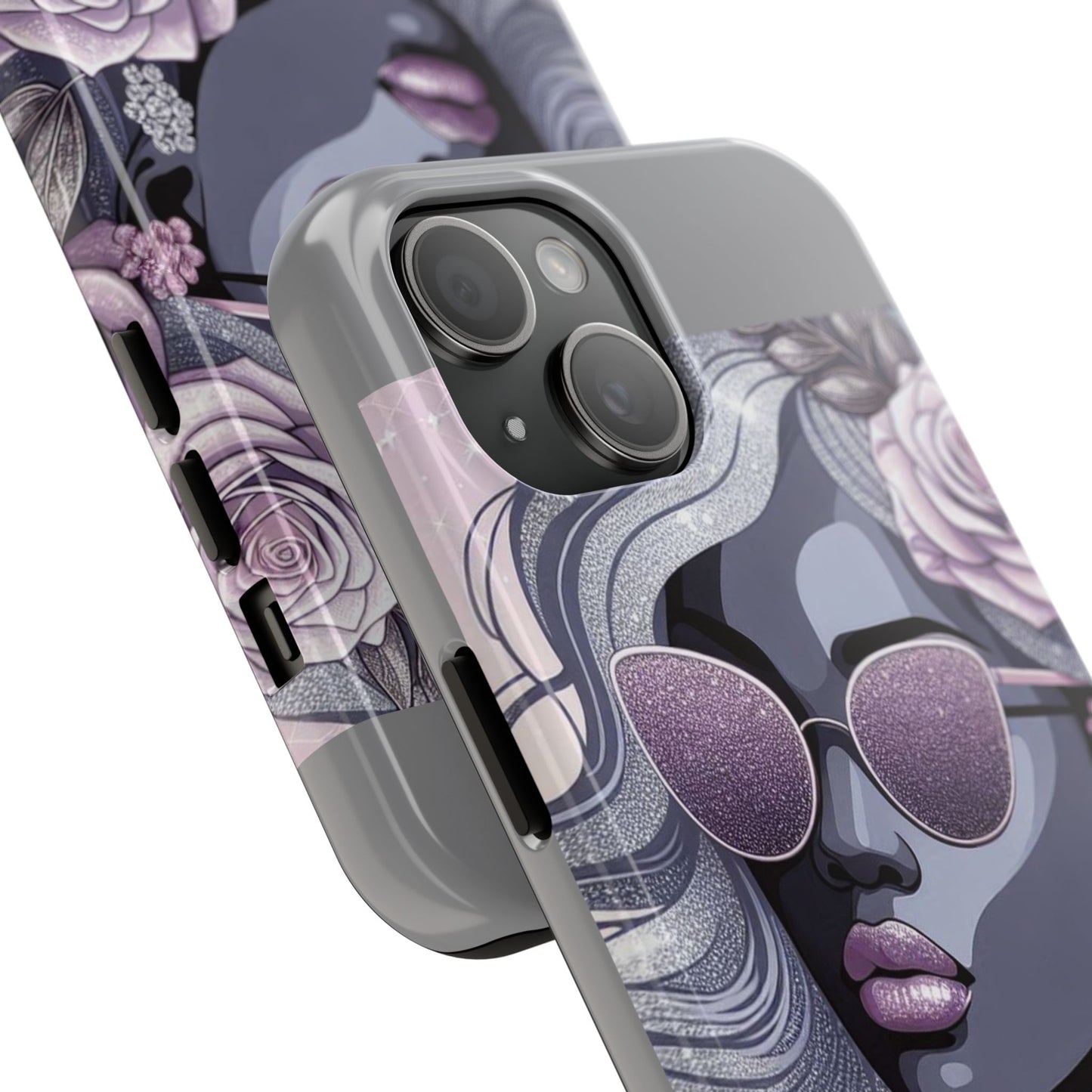 Glamorous Floral Tough Phone Case - Chic Protection for Trendsetters - Lilac & Lavender