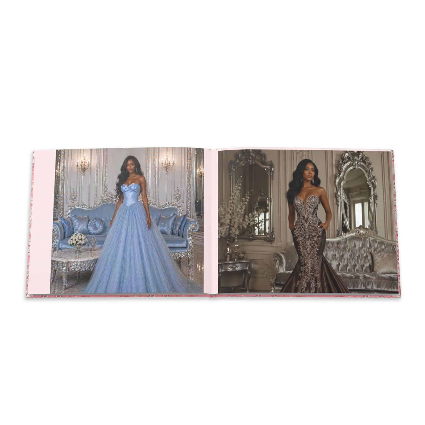 Pink Rococo Hardcover Fashion Illustrations - High Fashion Ball Gown Photo Book