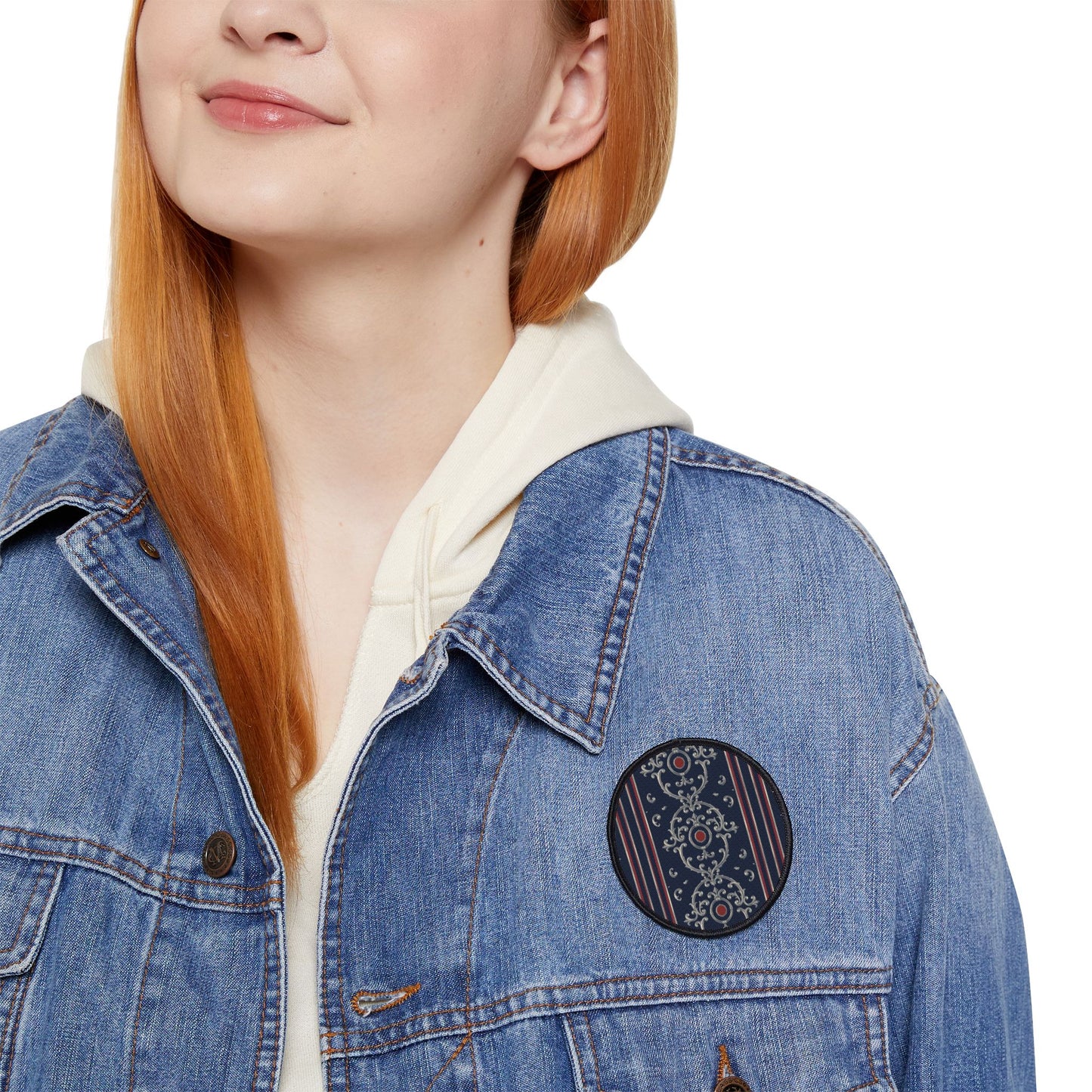 Stylish Iron-On Patches for Customization, Vintage Embroidered Patches, Denim Jacket Accessories - Blue & Red Silver Baroque