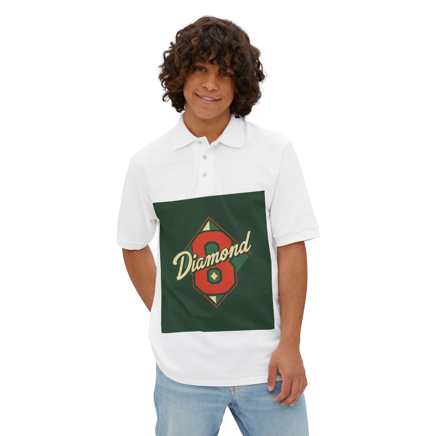 Vintage Baseball Diamond Polo Shirt, Men's Golf Shirt, Casual Summer Polo - Diamond 8