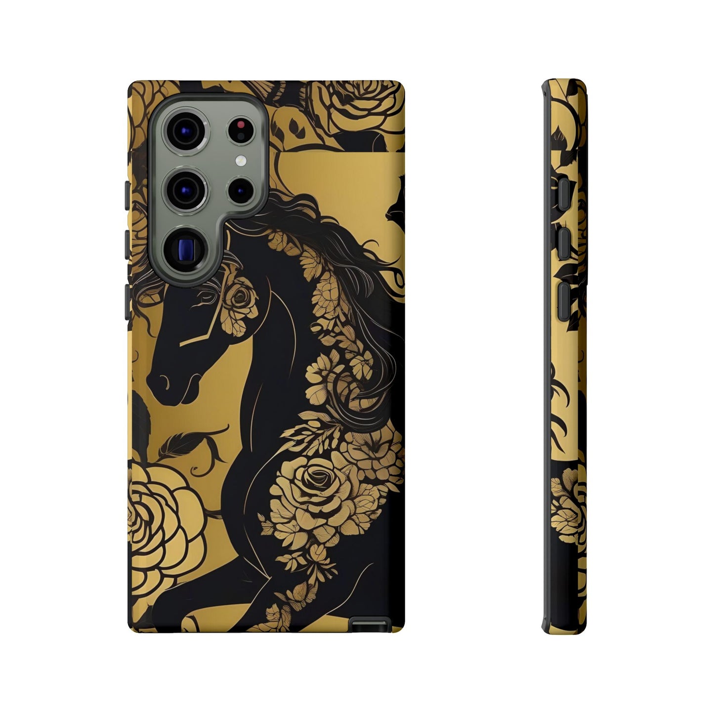 Phone Case - Elegant Horse & Roses Design