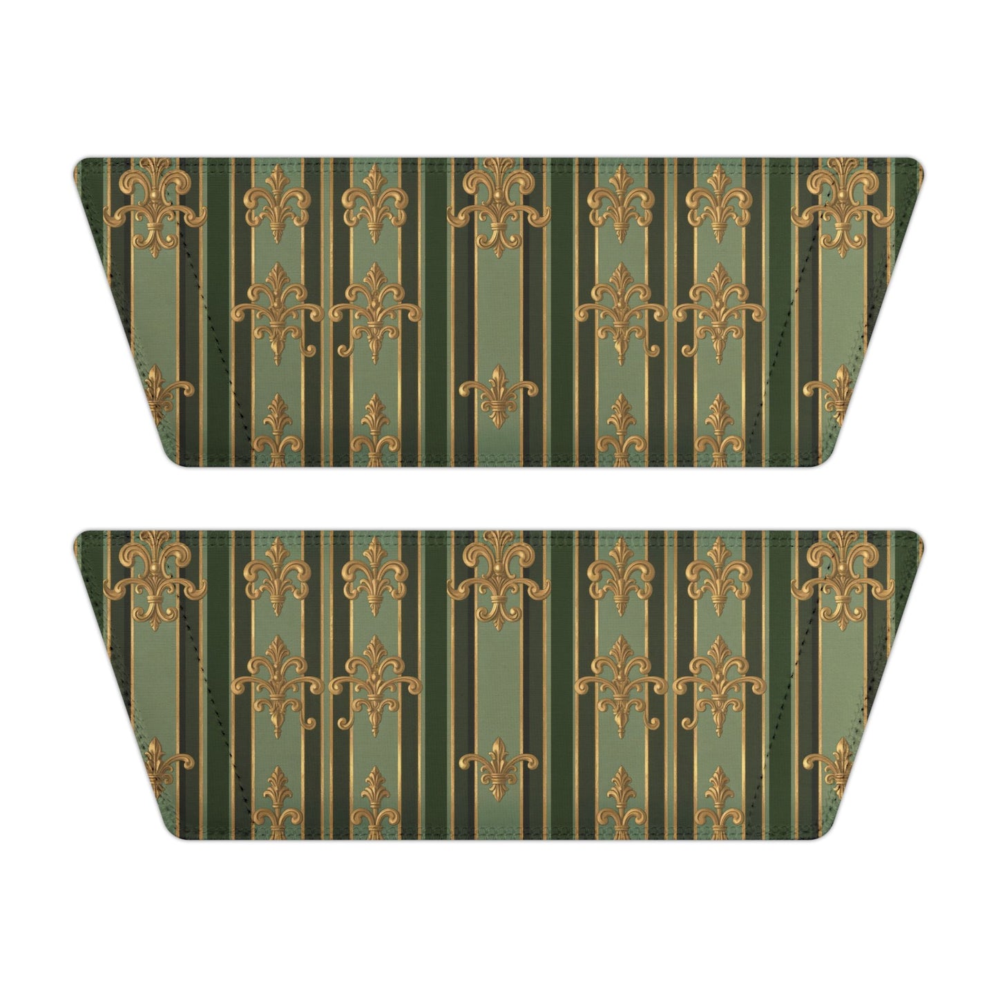 Stylish Removable-Strap Sandals for Women, Trendy Summer Footwear, Gift for Her, Casual Slip-Ons - Green Striped Gold Baroque