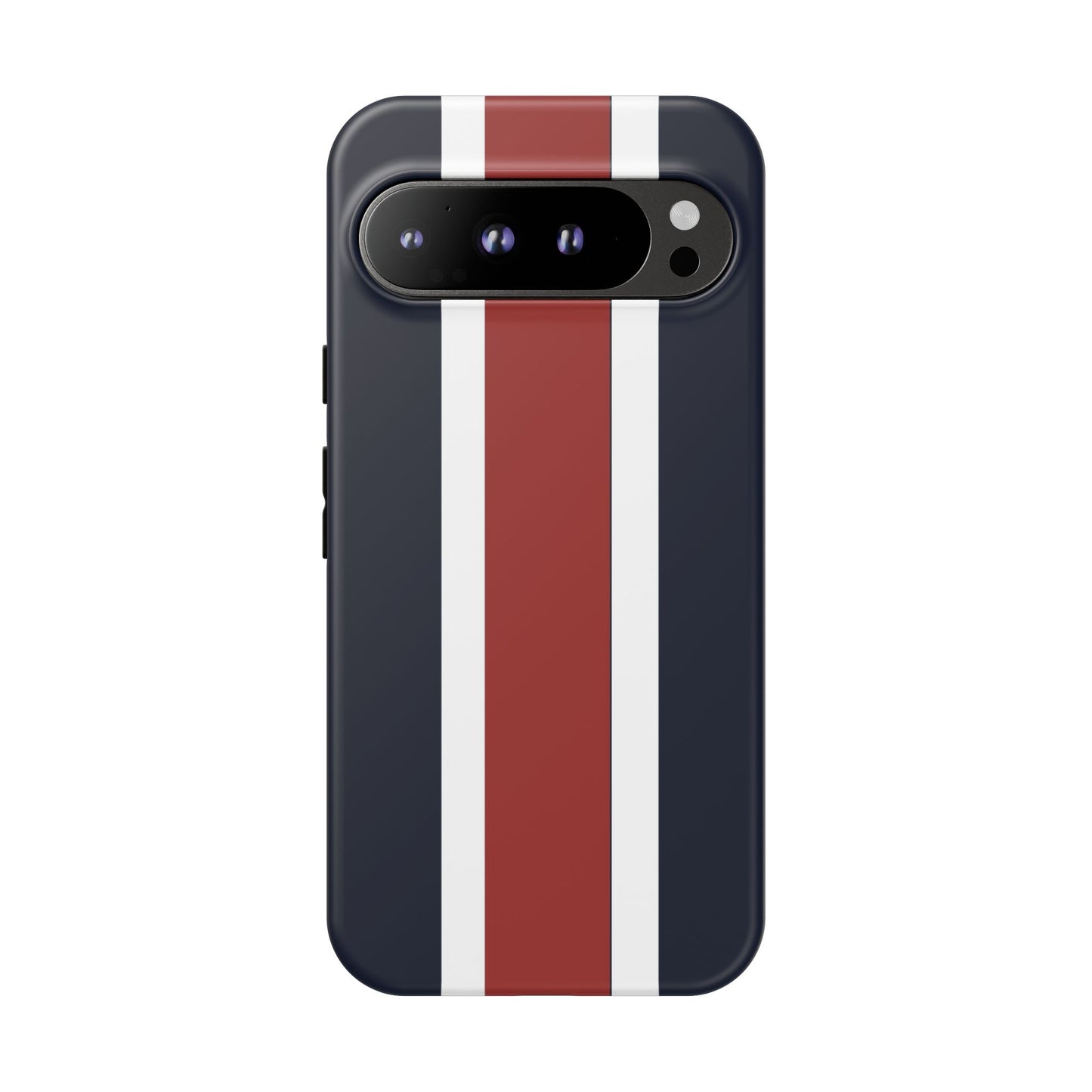 Lunar Midnight & Red-White Striped Stylish Phone Case - Tough Cases, Custom iPhone Cover, Sleek Phone Accessories, Gifts for Him/Her