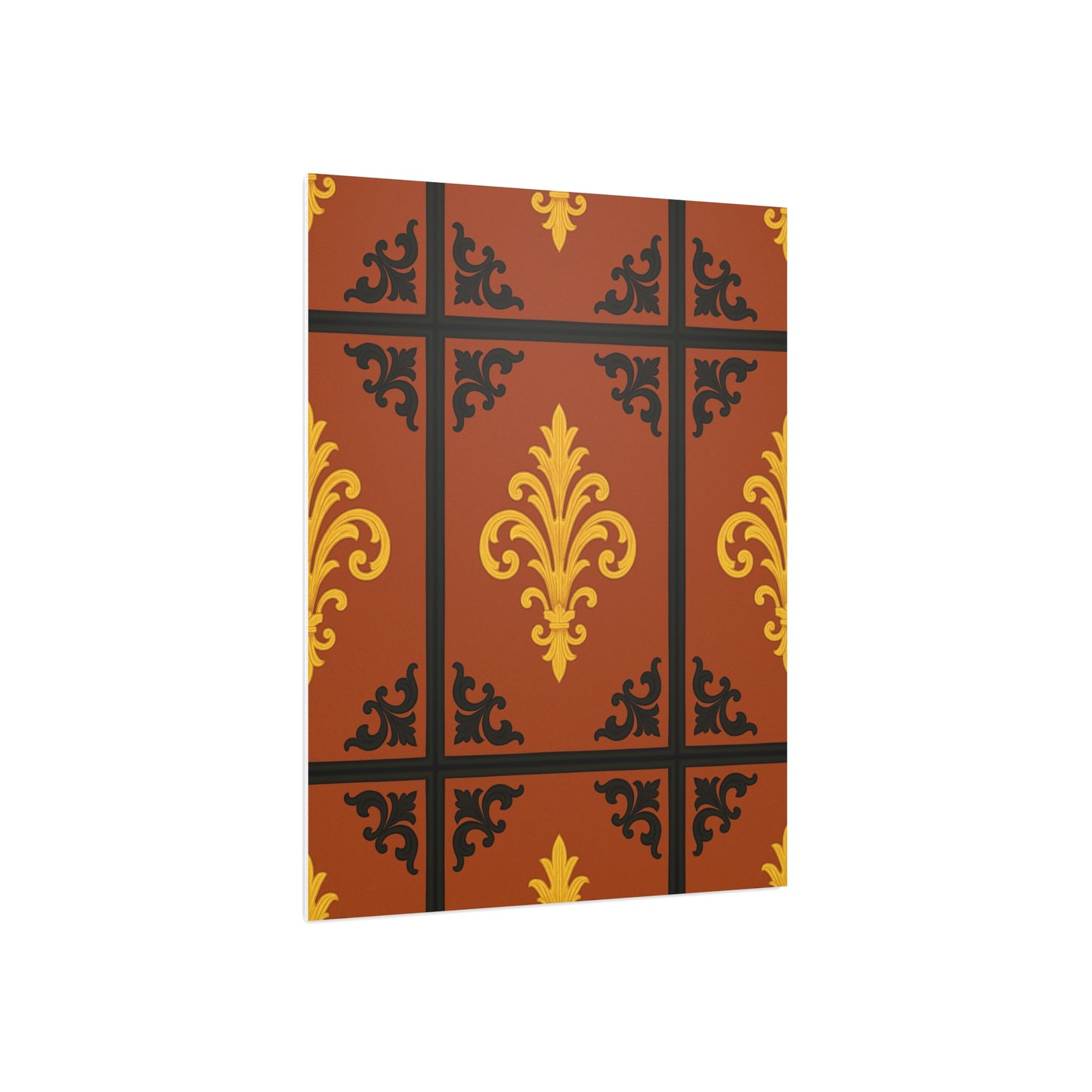 Dusk Terracotta Baroque Foam Board — Baroque Pattern Wall Art (Dusk Terracotta, Gold & Black)
