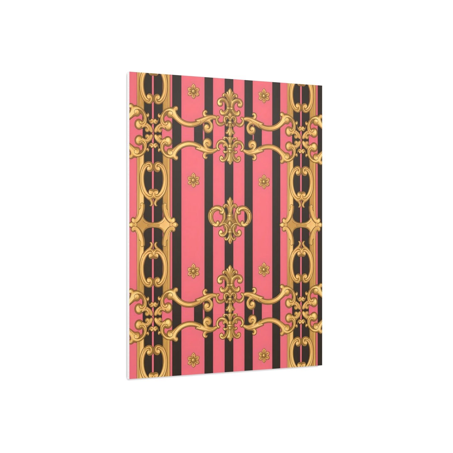 Elegant Decorative Foam Board - Chic Wall Decor, Glam Home Art, Stylish Backdrop, Gift for Her - Pink & Black Striped Gold Baroque