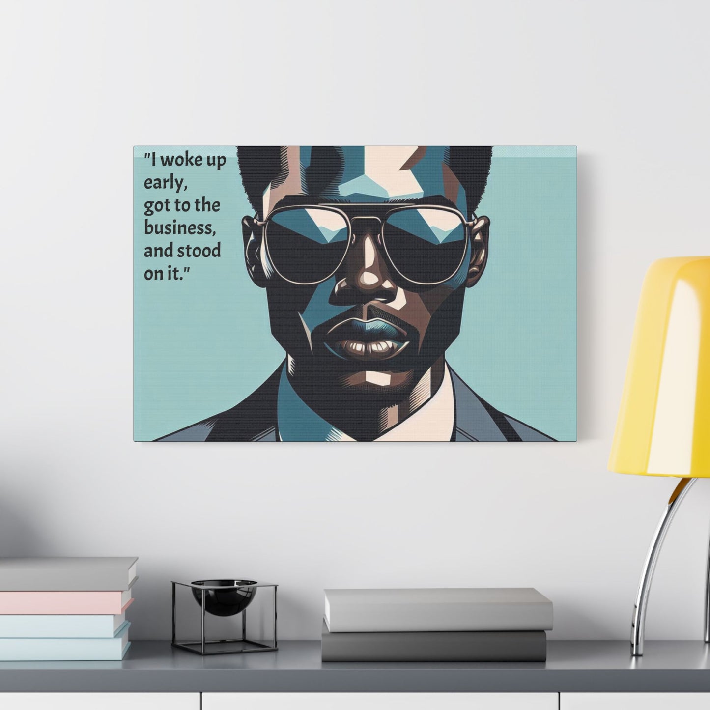Afro Art Print Canvas, Wall Decor, Satin Stretched Canvas, African American Art, Office Decor, Home Decor - "I woke up early"