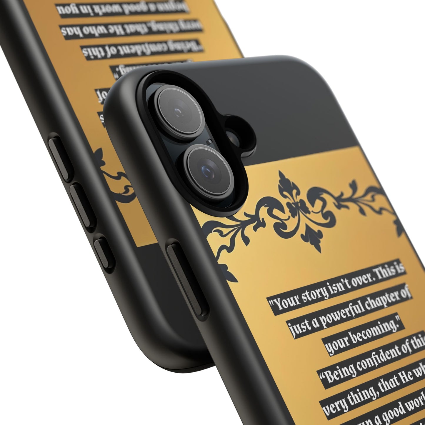 Elegant Floral Motif Phone Case - Tough Cases with Vintage Design - "Your story isn't over"