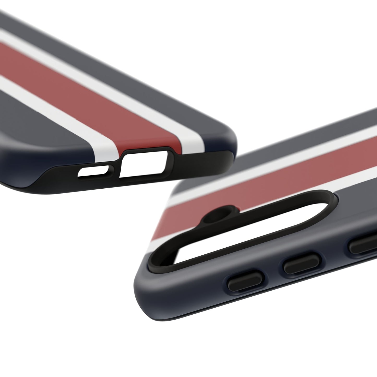 Lunar Midnight & Red-White Striped Stylish Phone Case - Tough Cases, Custom iPhone Cover, Sleek Phone Accessories, Gifts for Him/Her