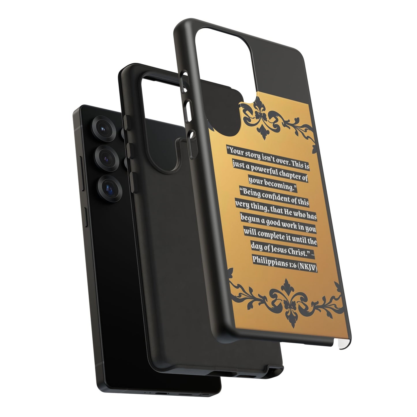 Elegant Floral Motif Phone Case - Tough Cases with Vintage Design - "Your story isn't over"