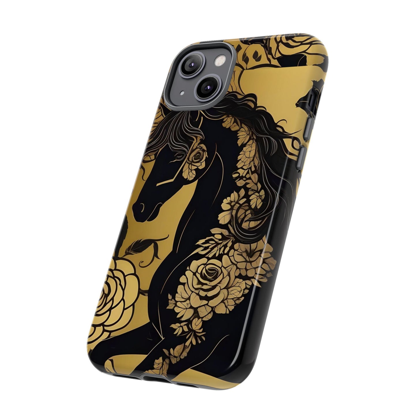 Phone Case - Elegant Horse & Roses Design