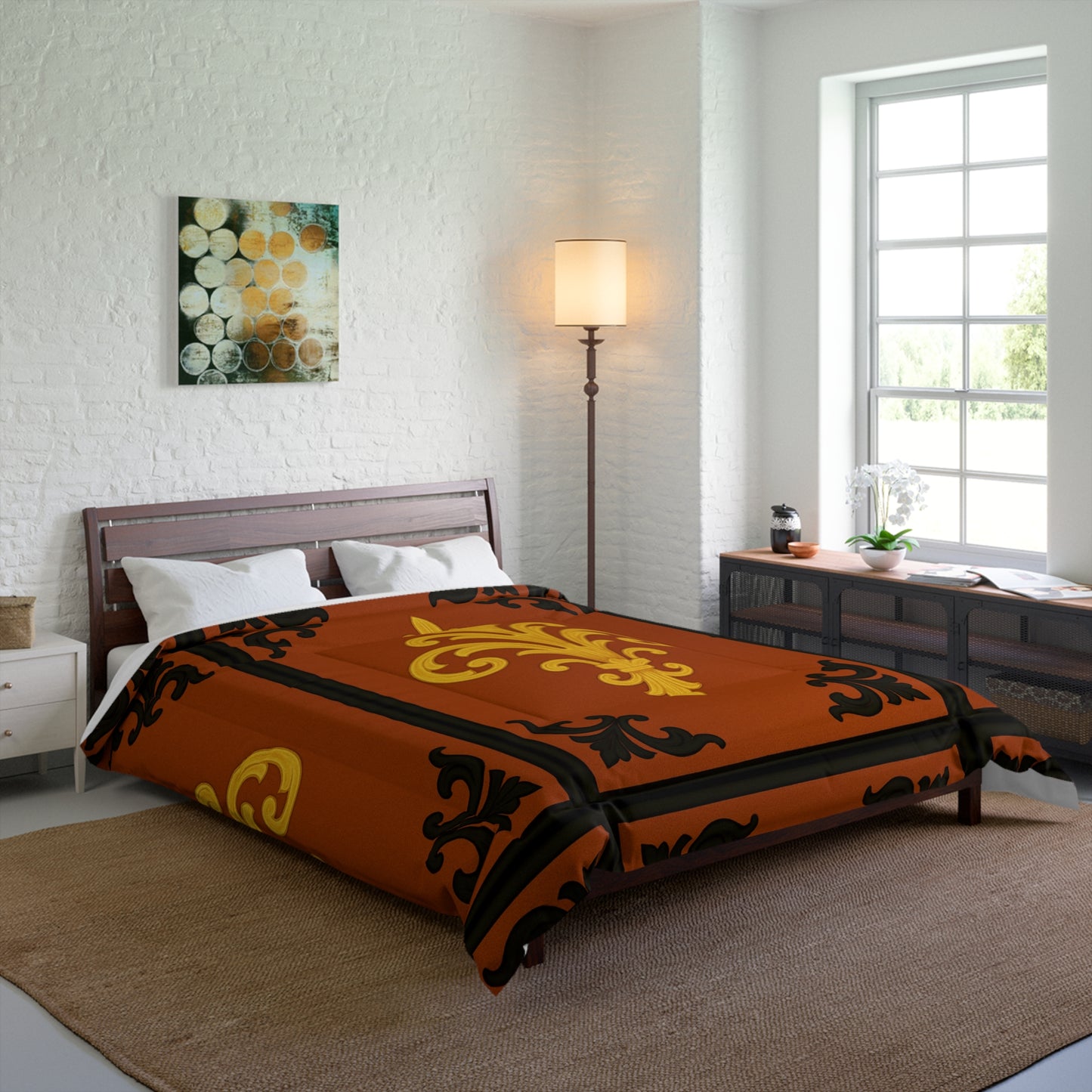 Dusk Terracotta Baroque Comforter — Dusk Terracotta & Gold Decorative Bedding