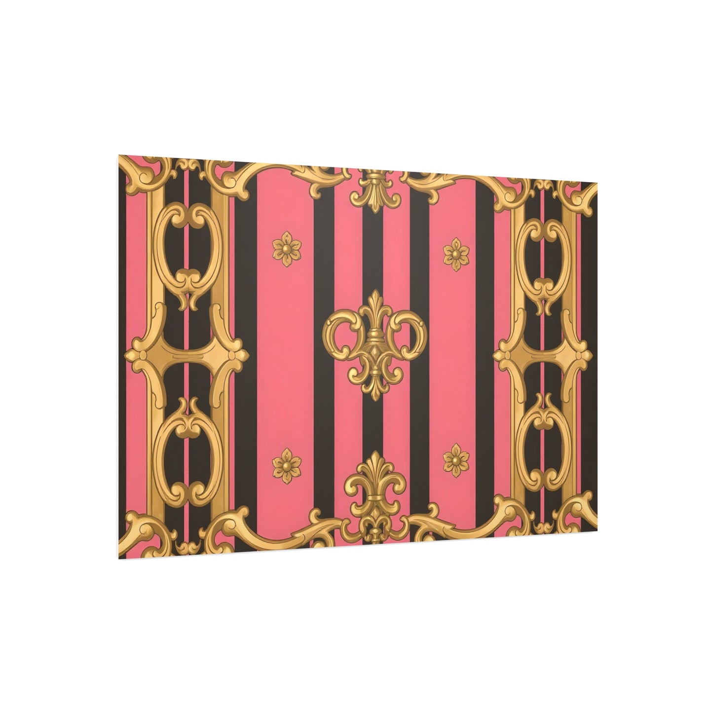 Elegant Decorative Foam Board - Chic Wall Decor, Glam Home Art, Stylish Backdrop, Gift for Her - Pink & Black Striped Gold Baroque