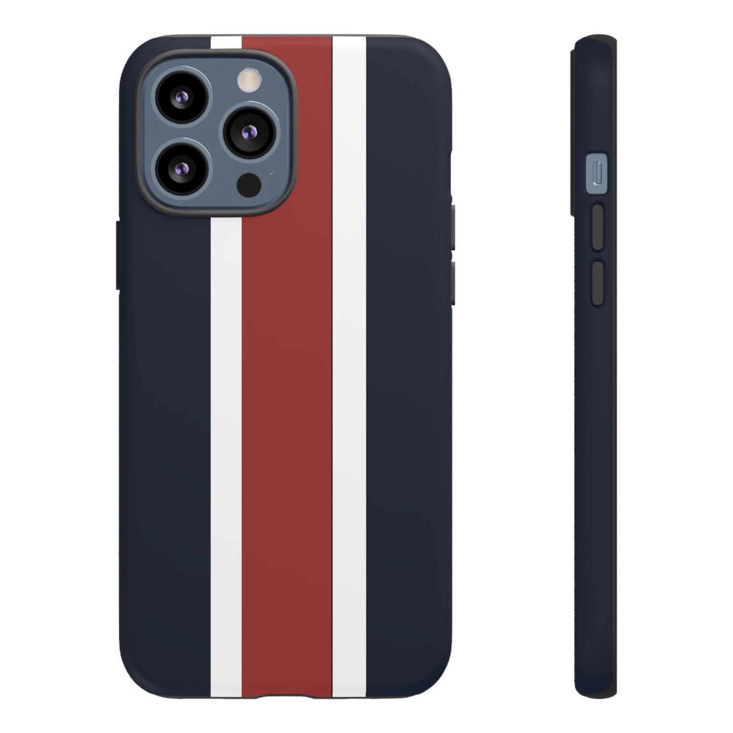 Lunar Midnight & Red-White Striped Stylish Phone Case - Tough Cases, Custom iPhone Cover, Sleek Phone Accessories, Gifts for Him/Her