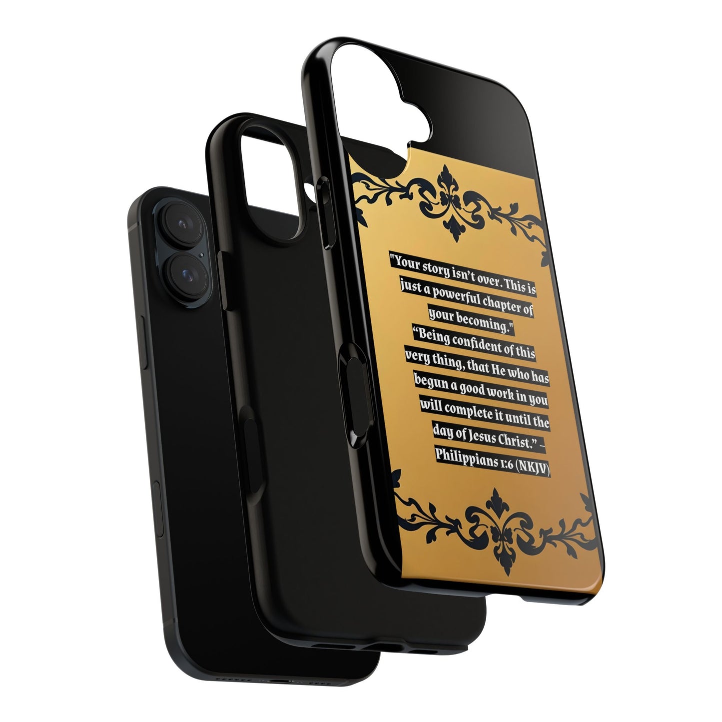 Elegant Floral Motif Phone Case - Tough Cases with Vintage Design - "Your story isn't over"