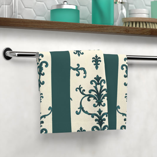 Face Towel - Teal Striped Rococo