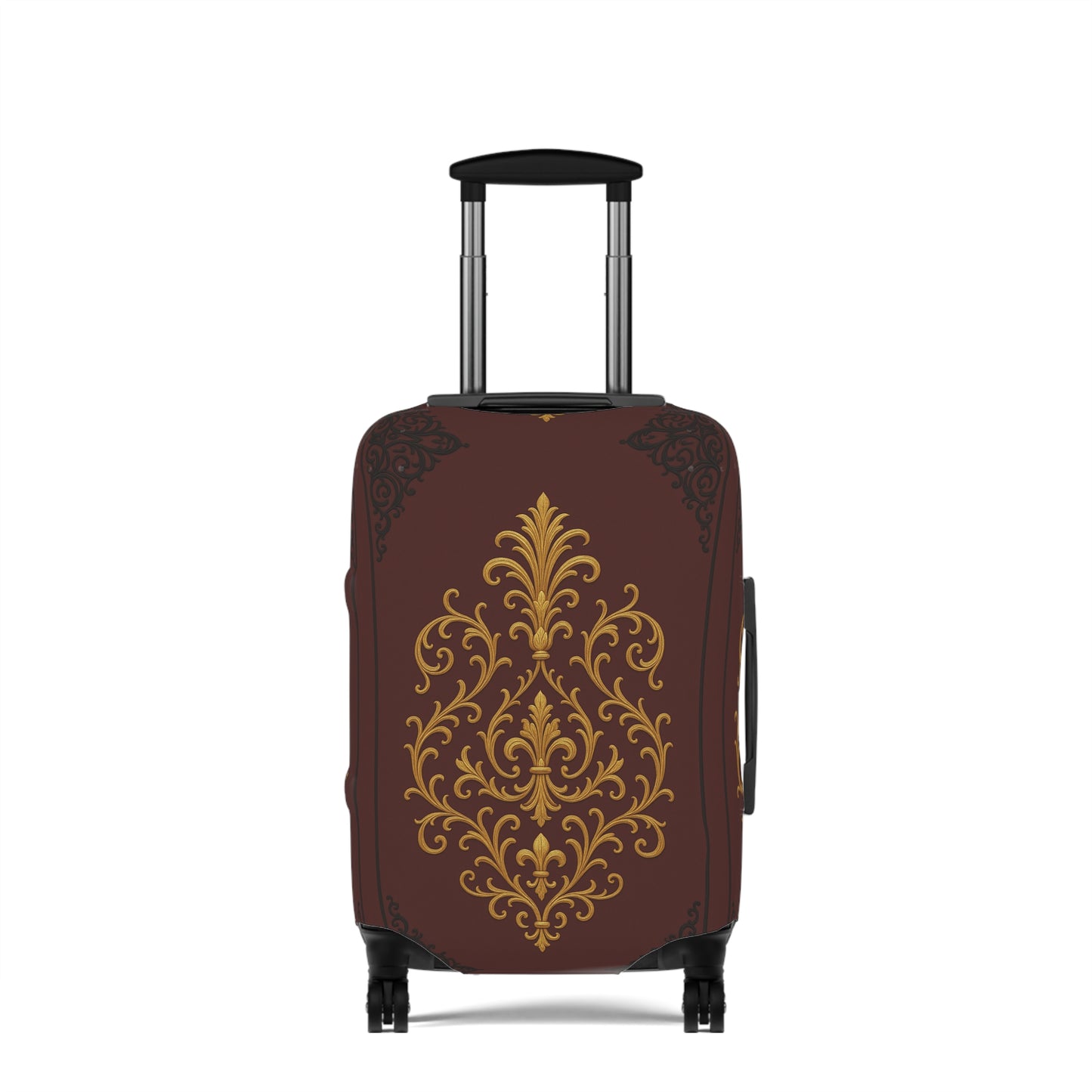 Dusk Burgundy-Black & Gold Baroque Luggage Cover – Burgundy Decorative Travel Protector