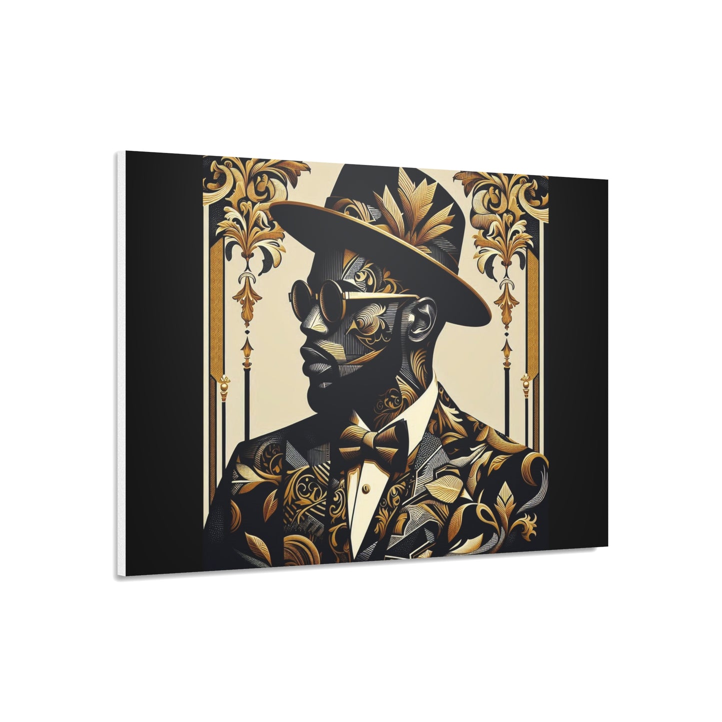 Stylish Foam Board Art, Elegant Wall Decor, Home Office Decoration, Modern Portraits, Unique Gifts for Art Lovers - Damask Man in Black & Gold