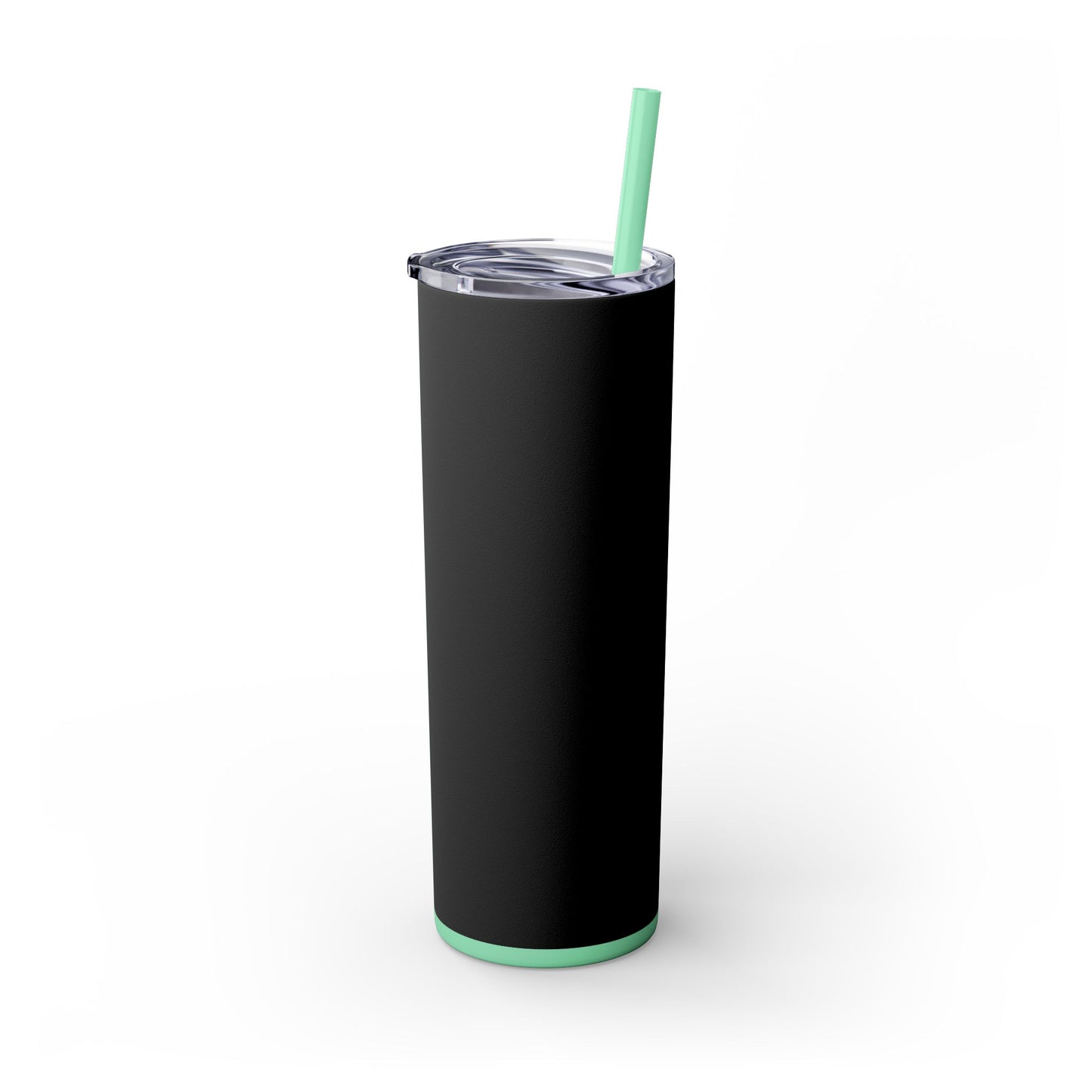 Stylish Black Skinny Tumbler with Straw, 20oz - Perfect for Coffee, Juice, and Smoothies, Ideal Gift for Any Occasion