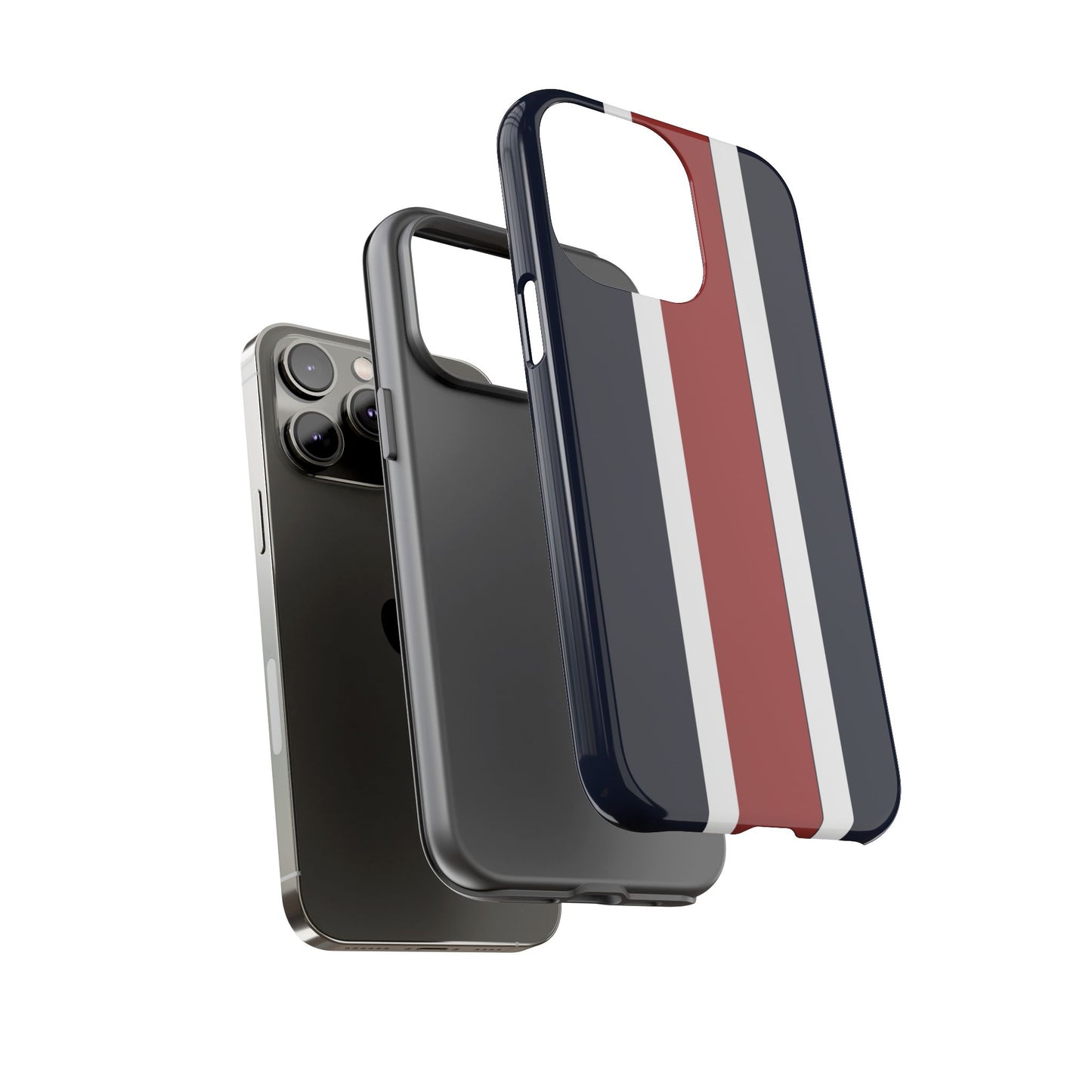 Lunar Midnight & Red-White Striped Stylish Phone Case - Tough Cases, Custom iPhone Cover, Sleek Phone Accessories, Gifts for Him/Her