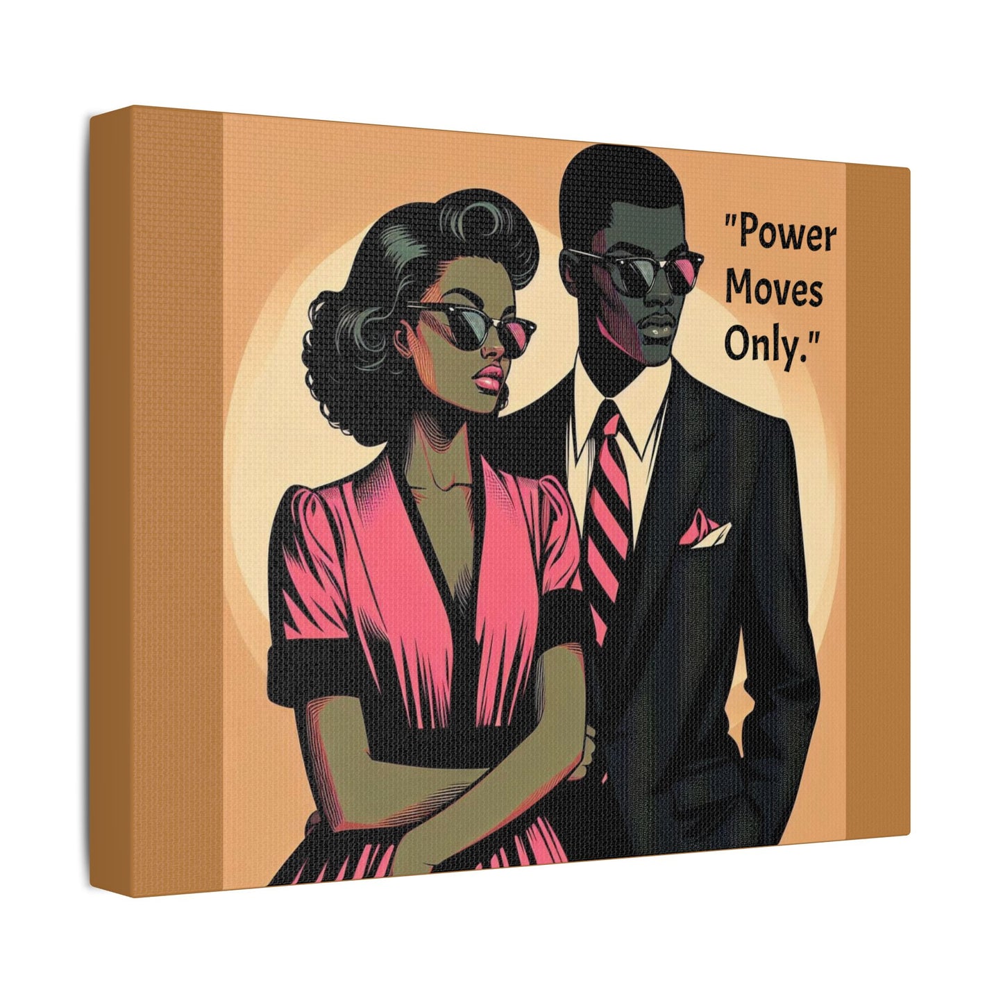 Afro Art Print Canvas, Wall Decor, Satin Stretched Canvas, African American Art, Office Decor, Home Decor - "Power Moves Only."