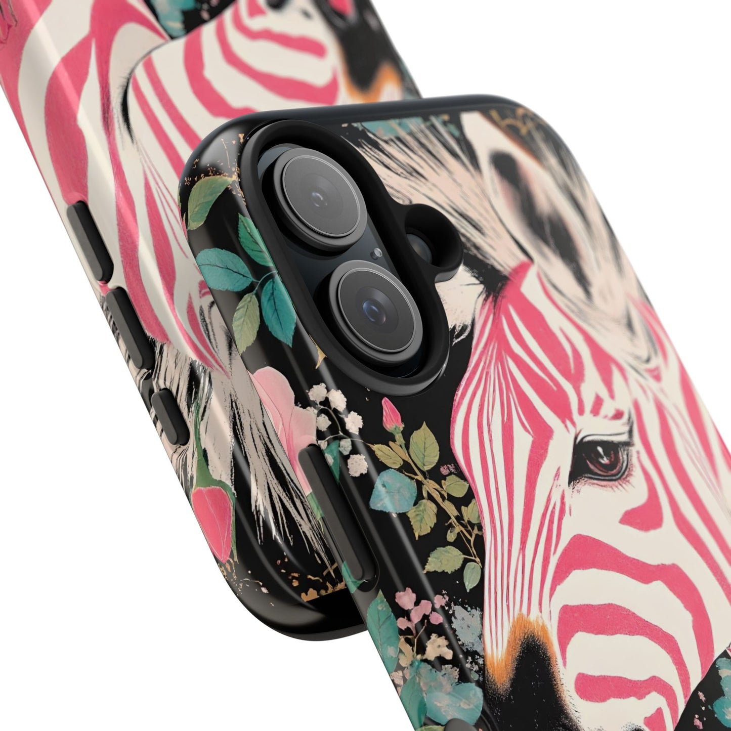 Pink Zebra Tough Phone Case - Trendy Floral Design for Animal Lovers