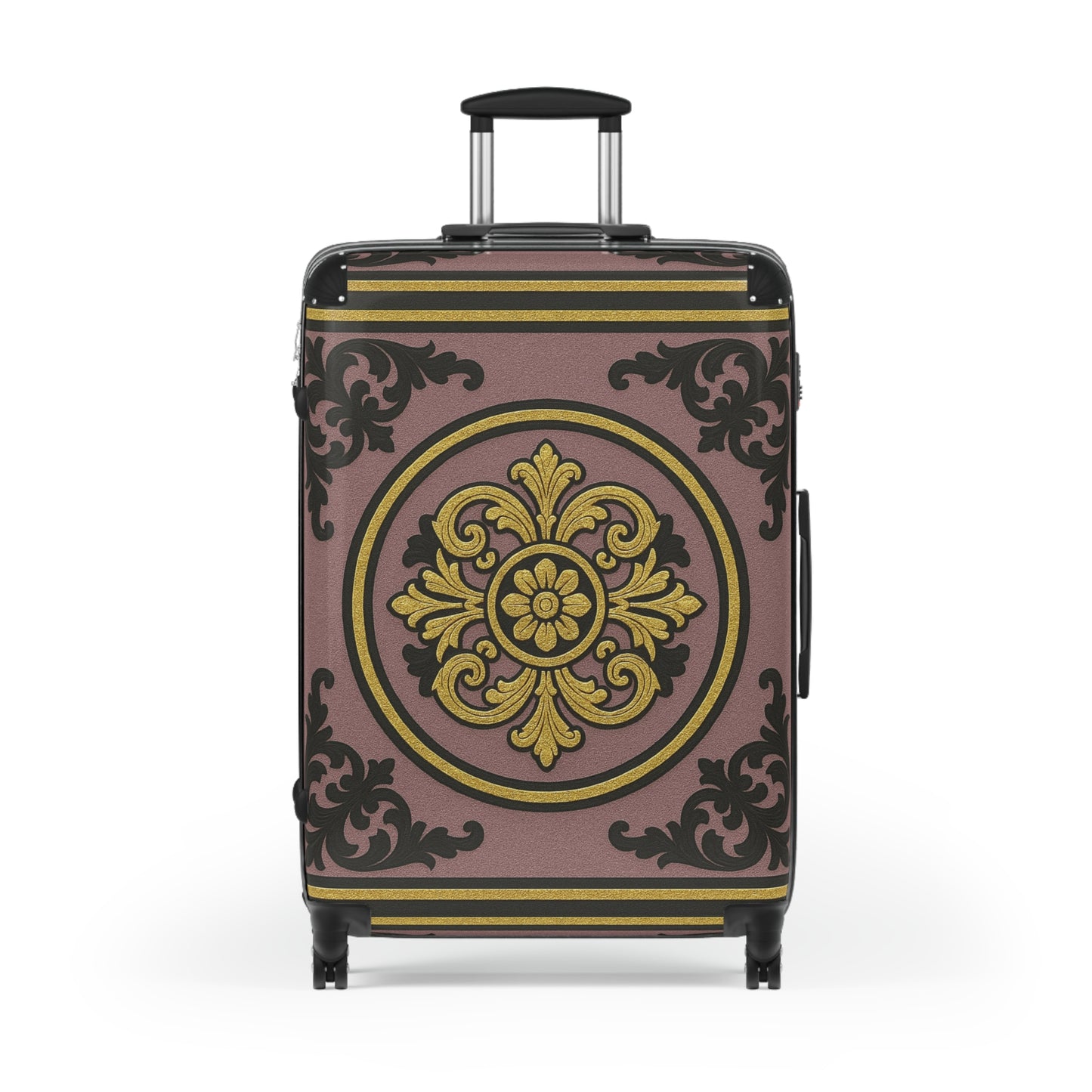 Elegant Gilded Mauve With Gold-Black Baroque Suitcase | Travel Luggage | Vintage Style Bag | Gift for Travelers | Stylish Carry-On | Unique Vacation Gear