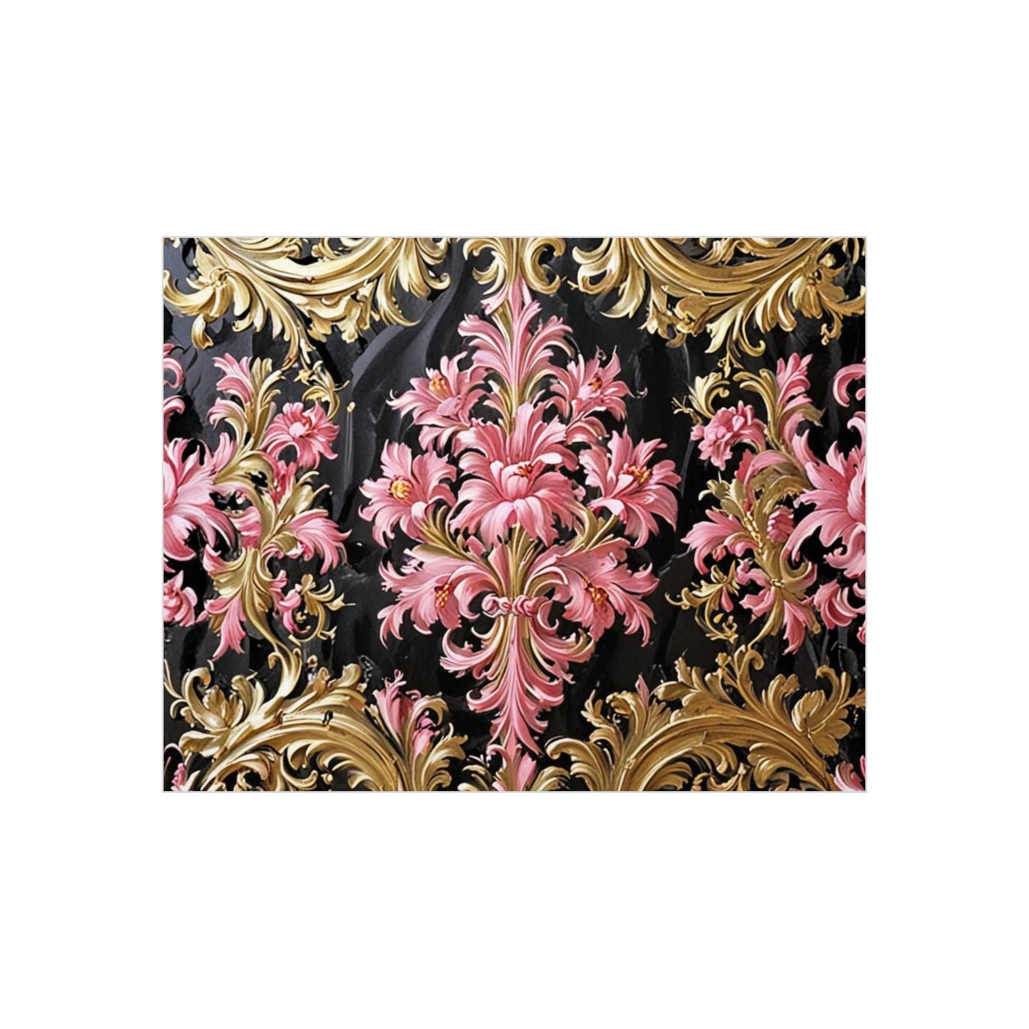 Elegant Floral Foam Board | Decorative Wall Art, Home Decor, Wedding Decor, Party Backdrop - Black & Pink Oil Painting Style Rococo