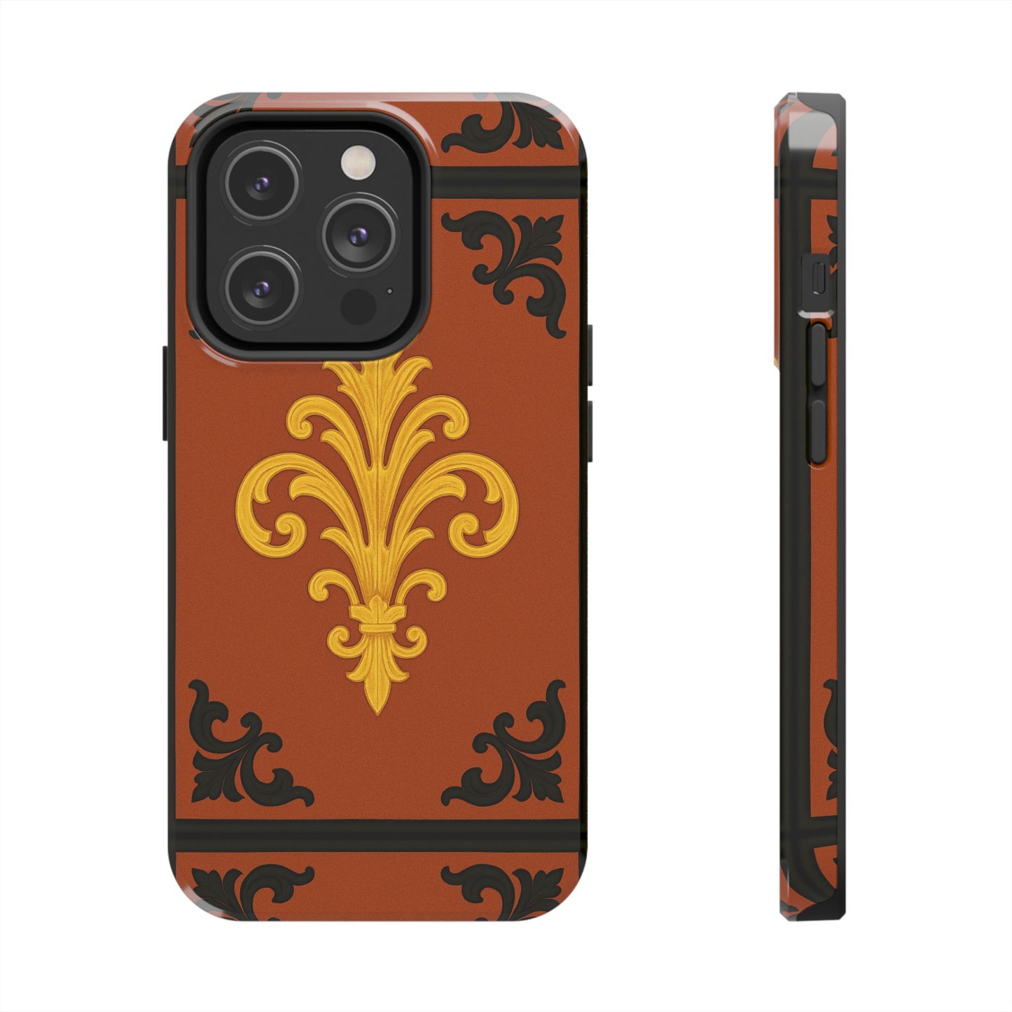 Dusk Terracotta Baroque Tough Phone Case — Vintage Baroque Design, Protective iPhone Cover