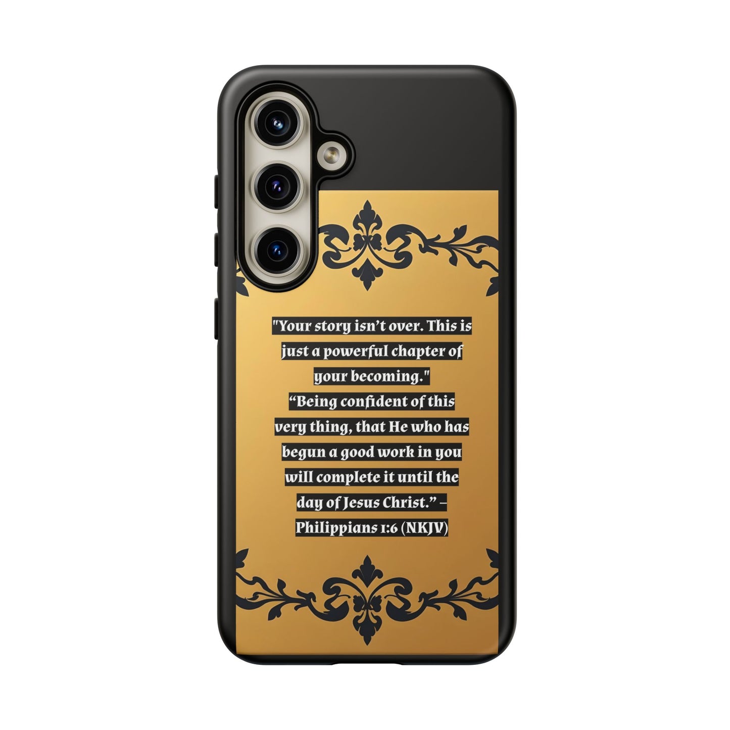 Elegant Floral Motif Phone Case - Tough Cases with Vintage Design - "Your story isn't over"