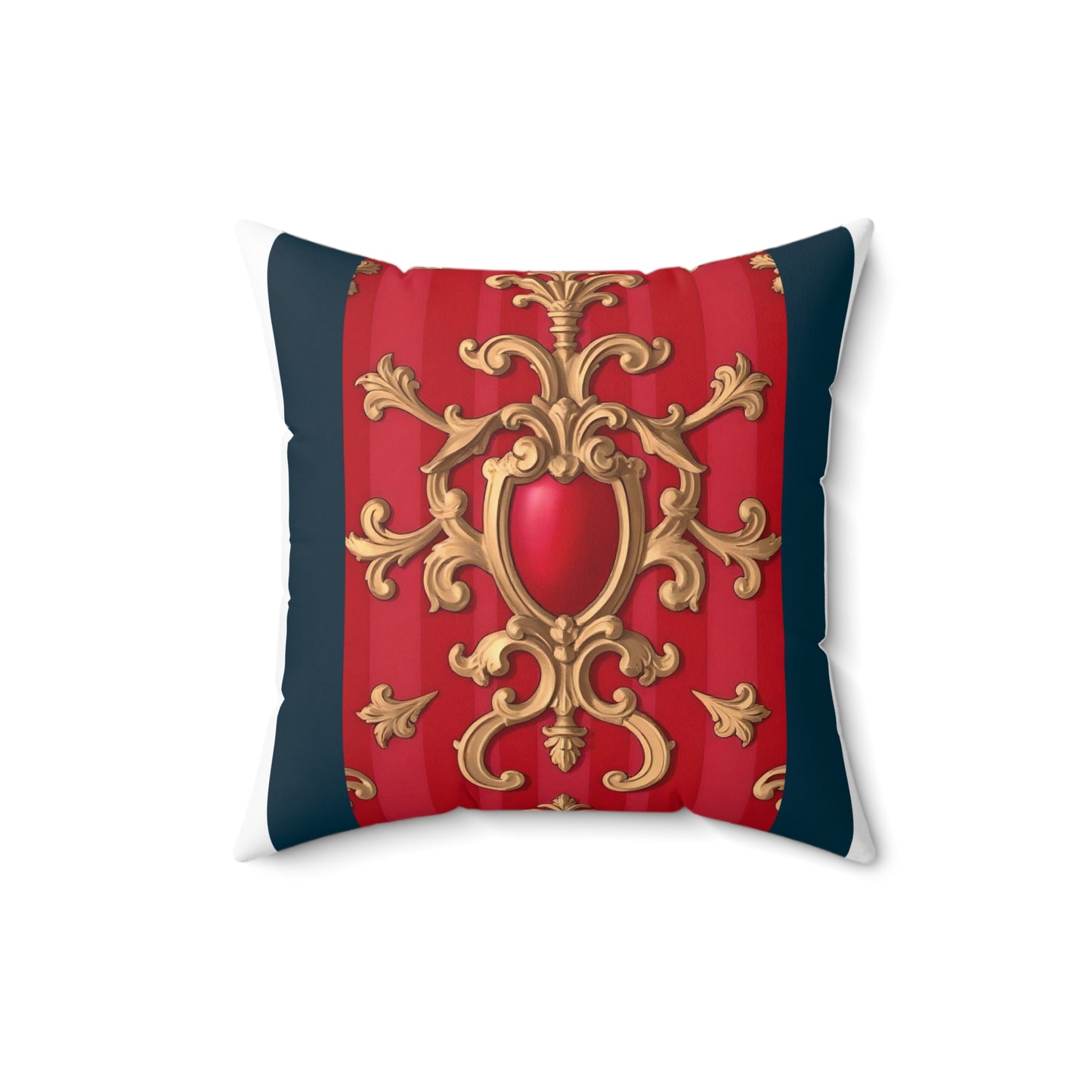 Regal Decorative Pillow - Elegant Home Decor, Luxury Cushion, Statement Pillow, Gift for Homeowners - Blue, Red & White Striped Baroque