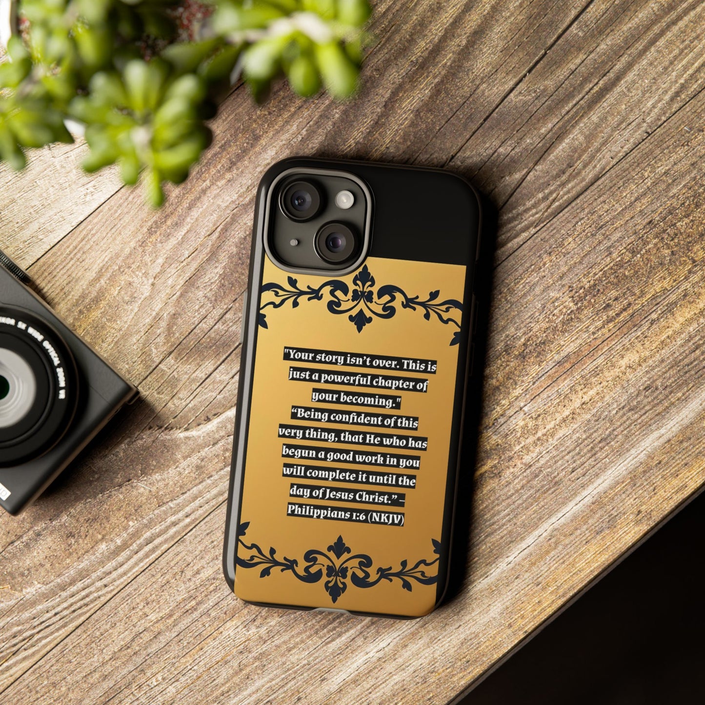 Elegant Floral Motif Phone Case - Tough Cases with Vintage Design - "Your story isn't over"