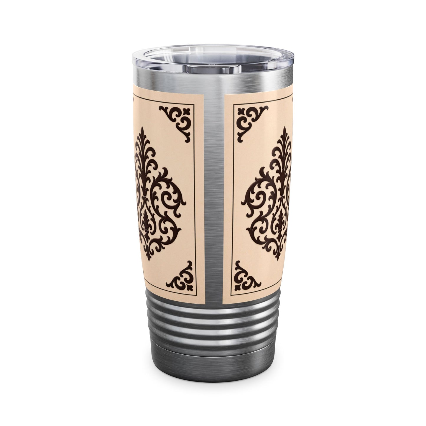 Almond-Beige & Brown Baroque 20oz Tumbler – Beige & Brown Insulated Travel Cup