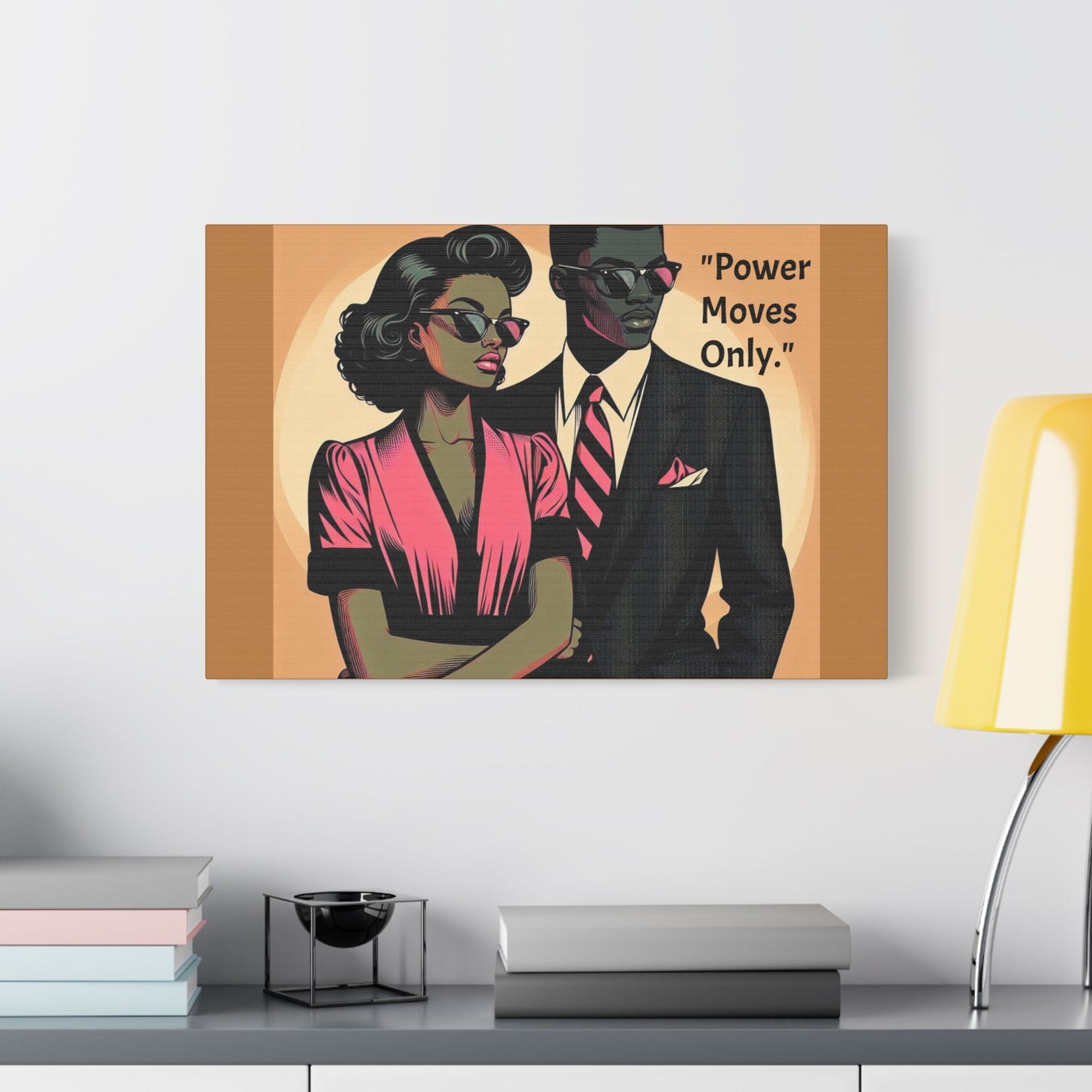 Afro Art Print Canvas, Wall Decor, Satin Stretched Canvas, African American Art, Office Decor, Home Decor - "Power Moves Only."