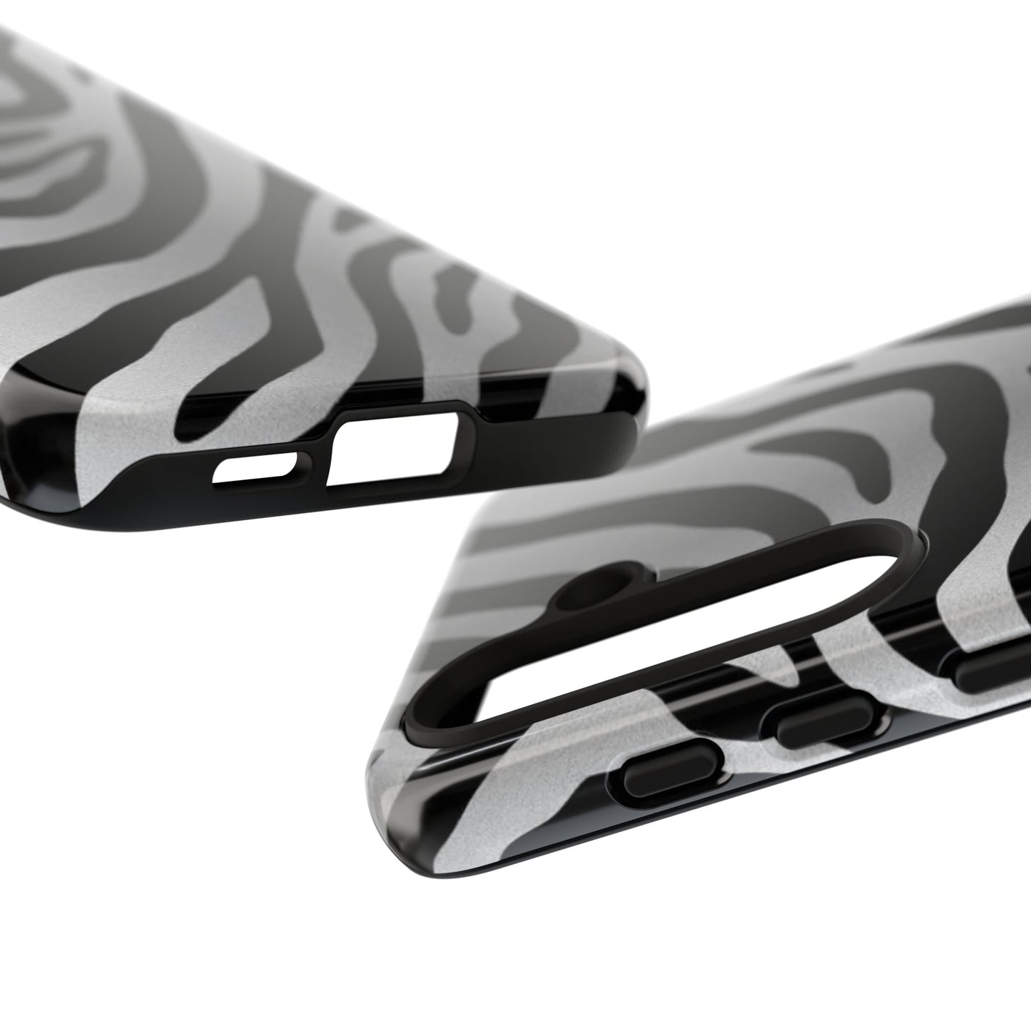 Zebra Print Tough Phone Case - Silver