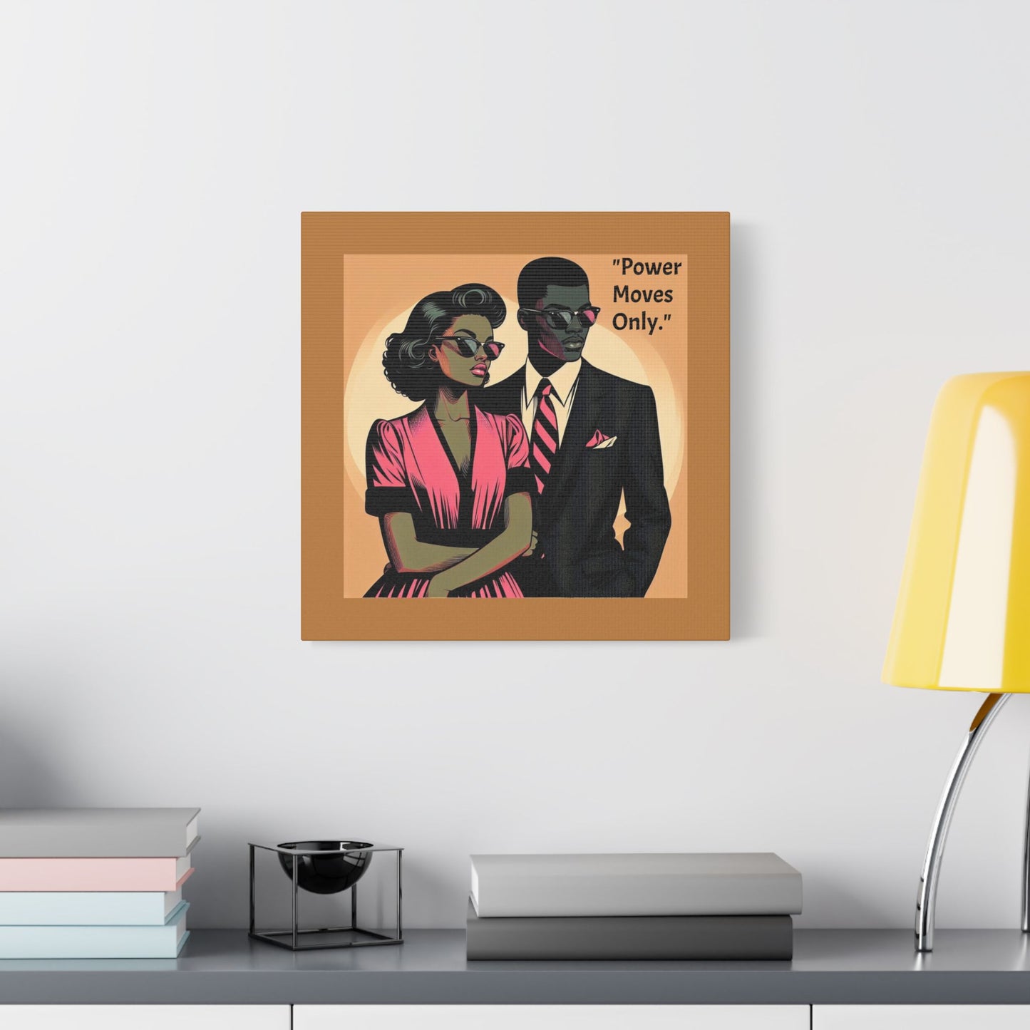 Afro Art Print Canvas, Wall Decor, Satin Stretched Canvas, African American Art, Office Decor, Home Decor - "Power Moves Only."