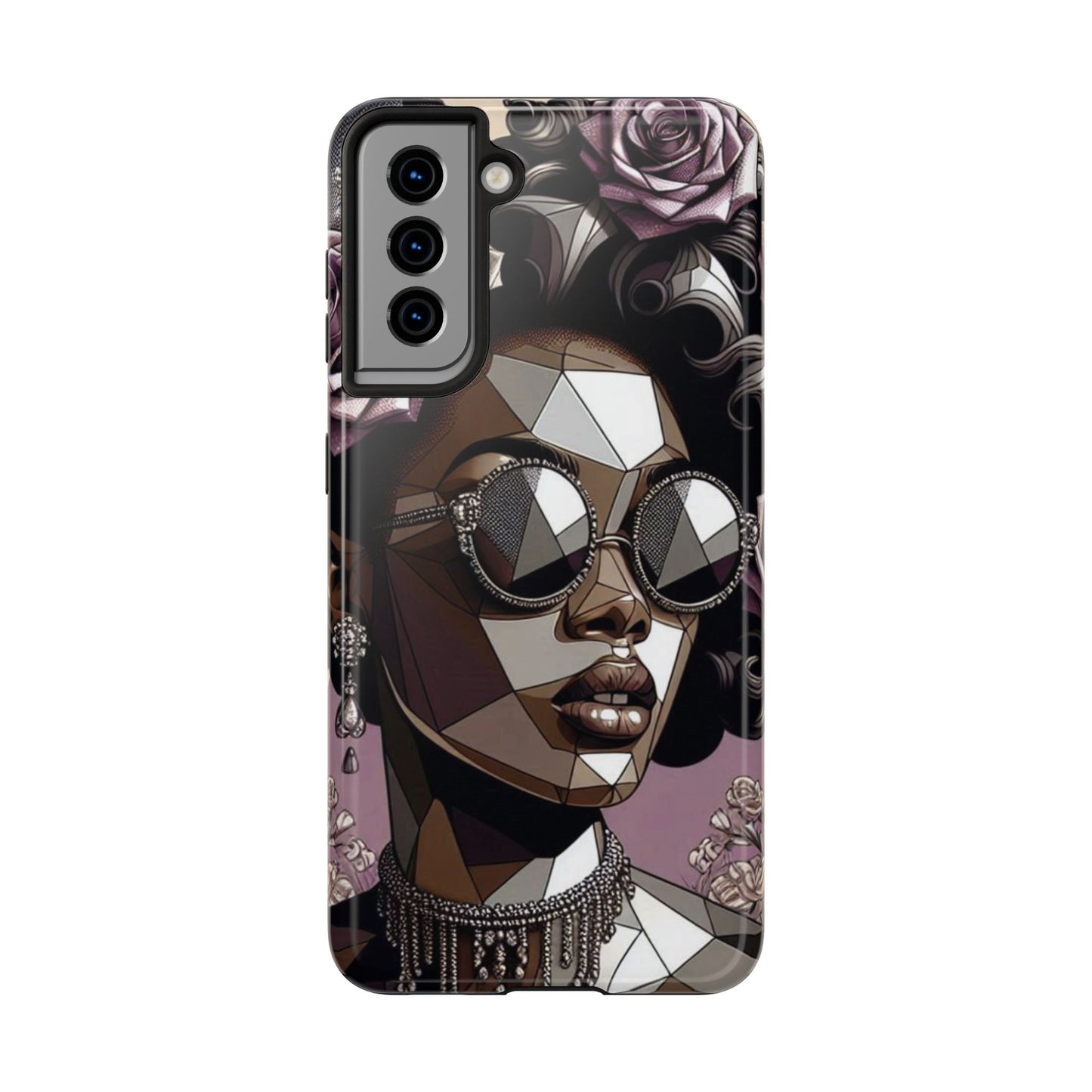 Chic Geometric Phone Case, Stylish Tough Case for Women, Unique Gift, Floral Design, Modern Accessories for Everyday Use - Lilac Baroque Lady