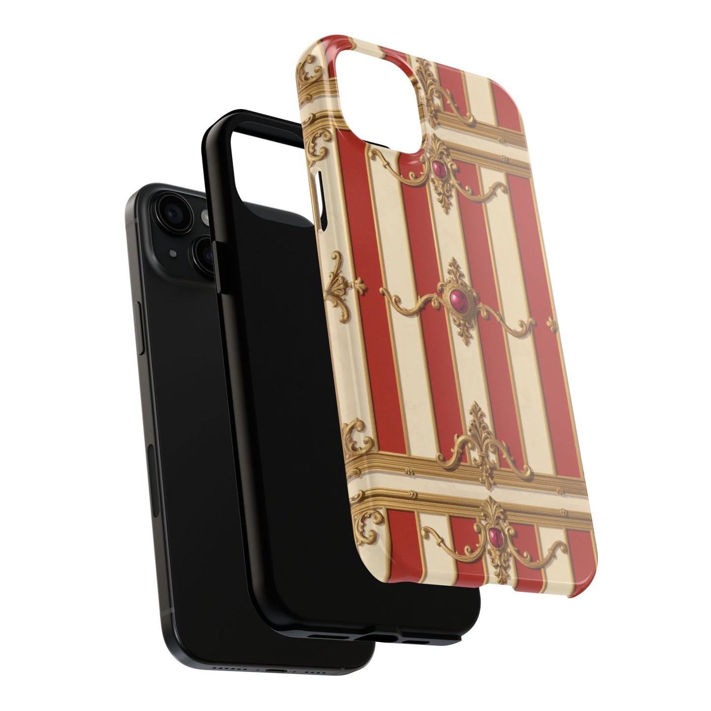 Elegant Alabaster & Dusk Orange Striped Baroque Tough Phone Case - Stylish Protection for Your Device