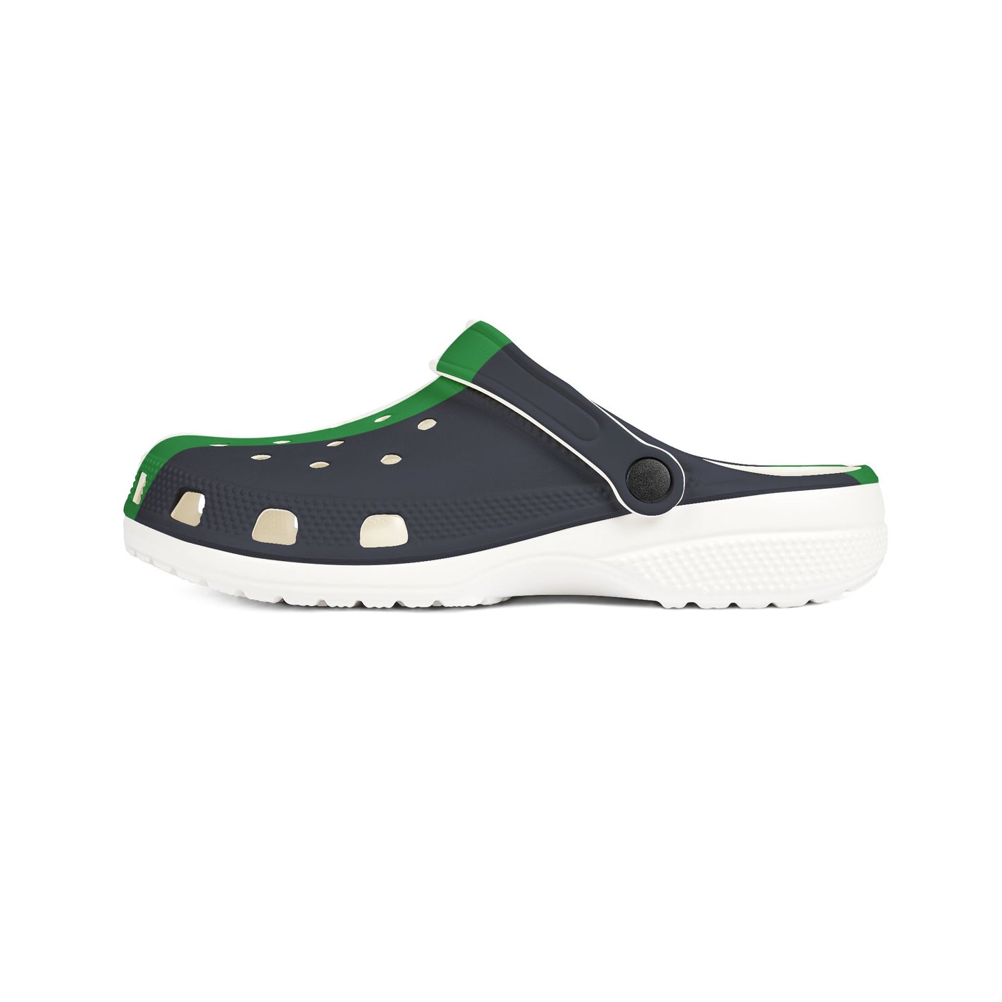Lunar Midnight & Green-White Striped Stylish EVA Foam Shoes for Comfort, Casual Footwear, Trendy Slip-Ons, Perfect for Summer, Outdoor and Leisure Activities