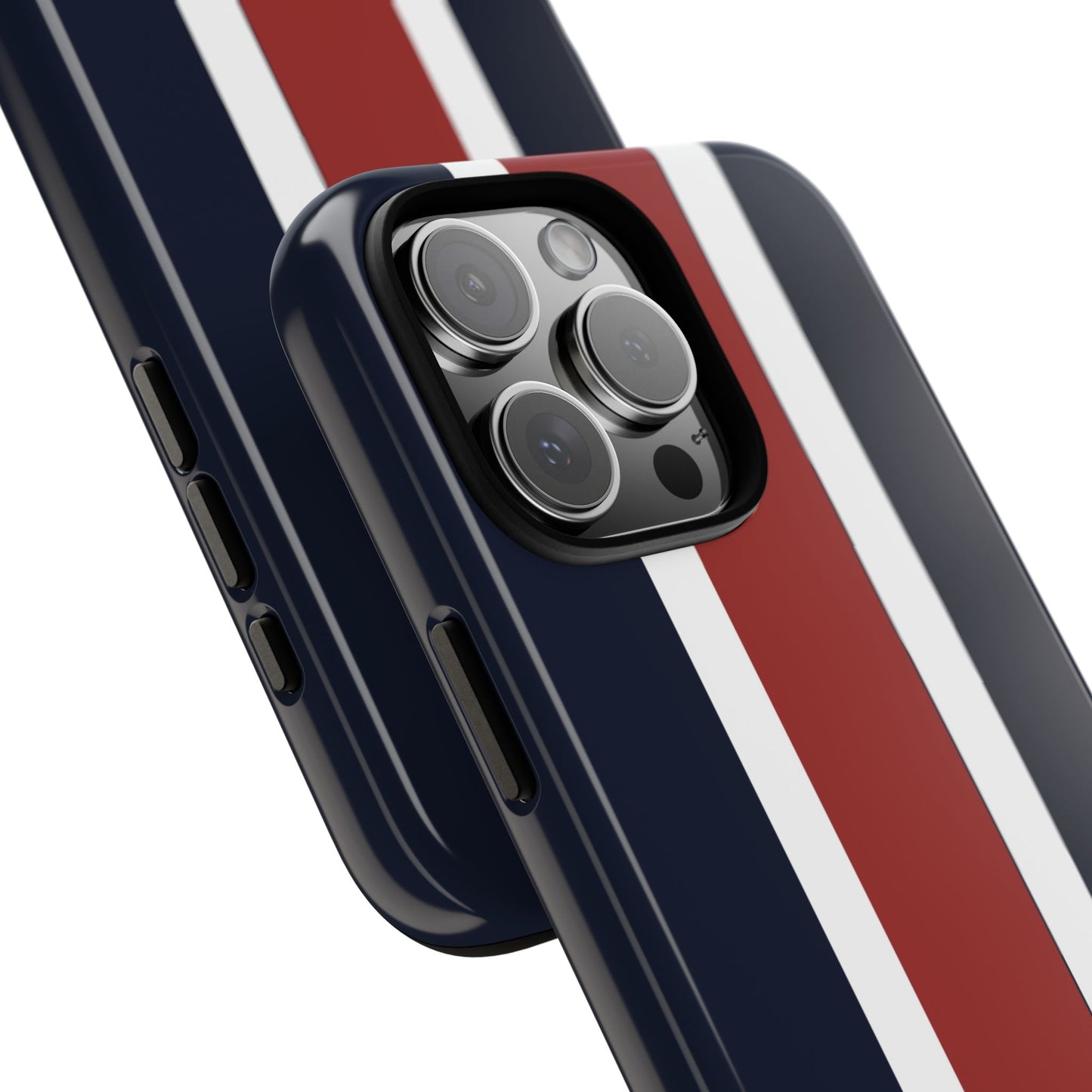 Lunar Midnight & Red-White Striped Stylish Phone Case - Tough Cases, Custom iPhone Cover, Sleek Phone Accessories, Gifts for Him/Her