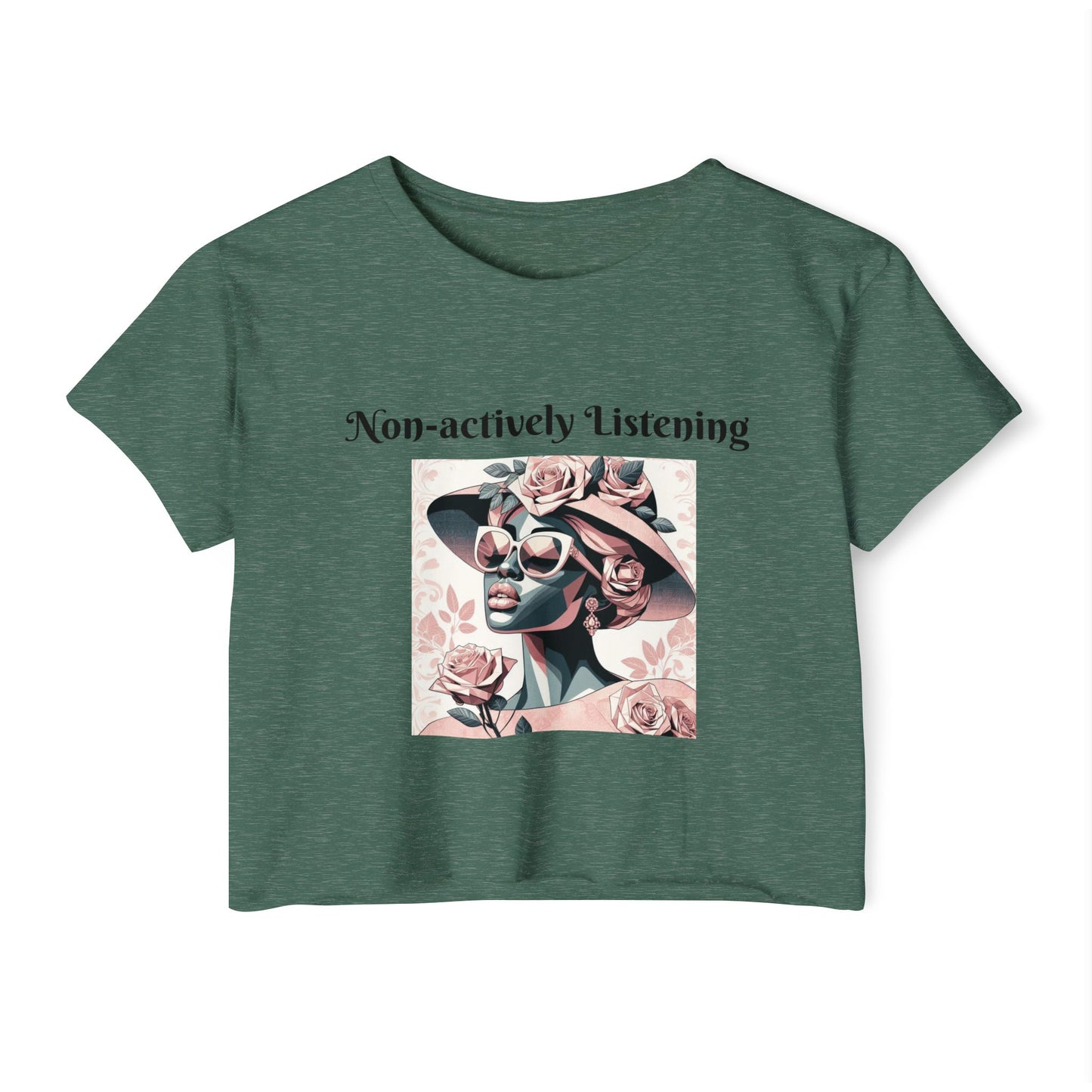 Chic Women's Festival Crop Top, Non-actively Listening Tee, Summer Vibes, Music Festival Outfit, Casual Streetwear