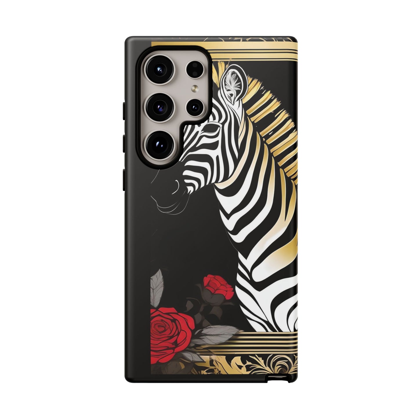 Phone Case - Elegant Zebra & Roses Design