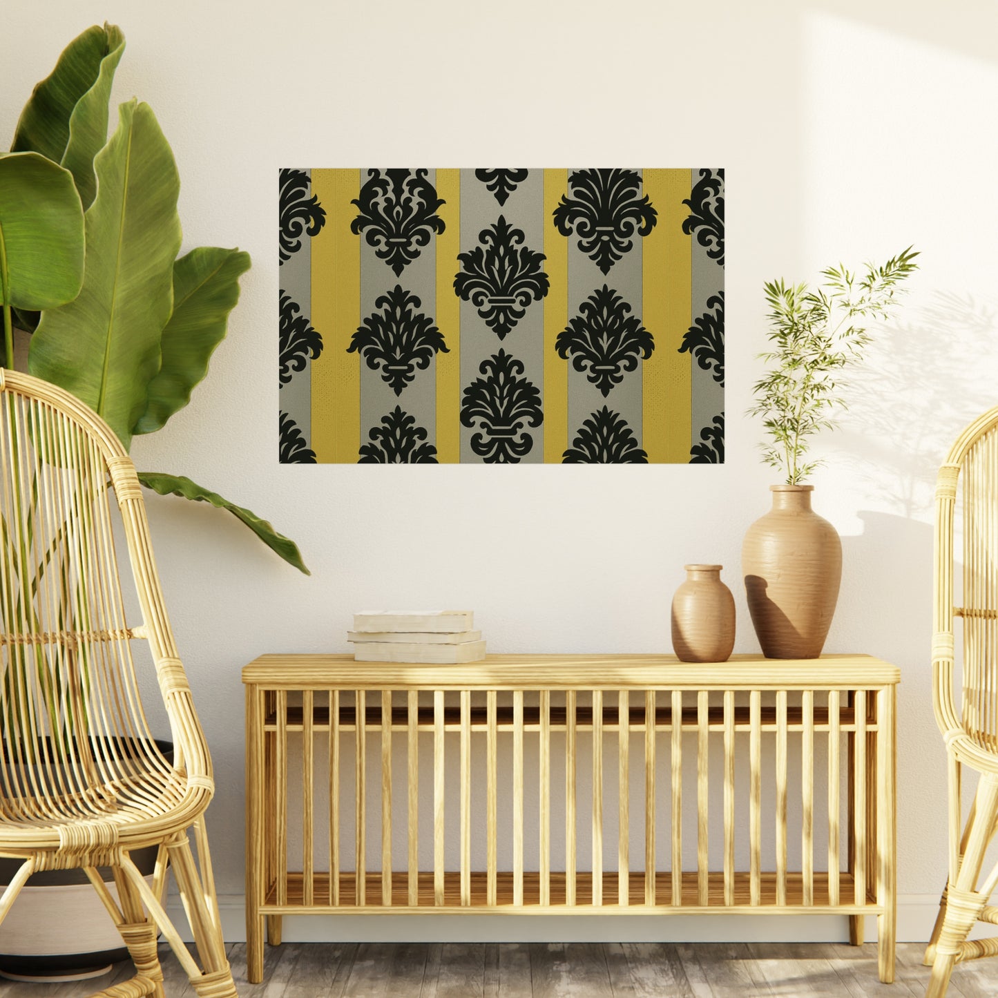 Stylish Foam Board, Elegant Decor Display, Home Office Organization, Craft Projects, Wedding Decor - Silver & Gold Striped Black Baroque