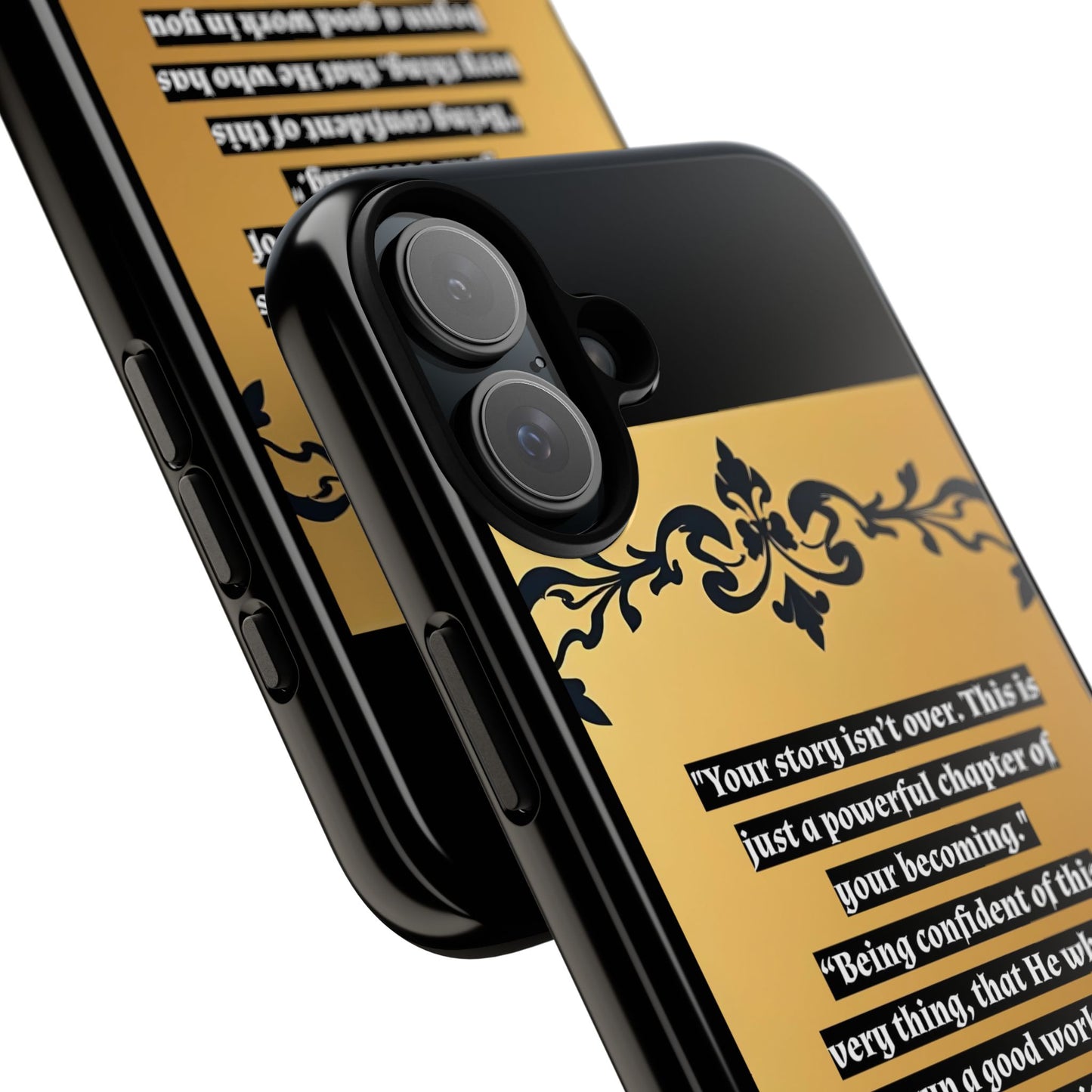 Elegant Floral Motif Phone Case - Tough Cases with Vintage Design - "Your story isn't over"