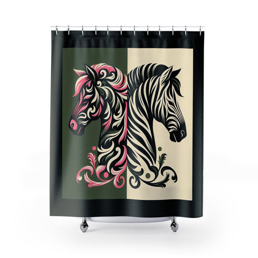 Elegant Vintage Floral Shower Curtain - Luxurious Home Décor for Classy Bathrooms - Zebras & Damask