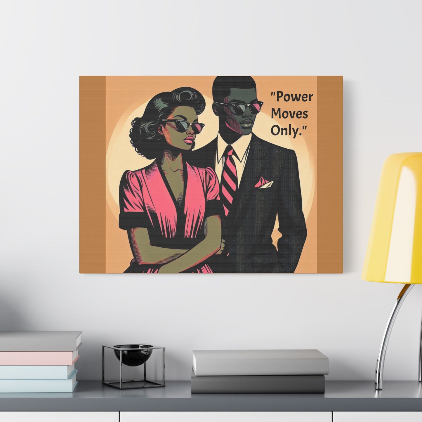 Afro Art Print Canvas, Wall Decor, Satin Stretched Canvas, African American Art, Office Decor, Home Decor - "Power Moves Only."