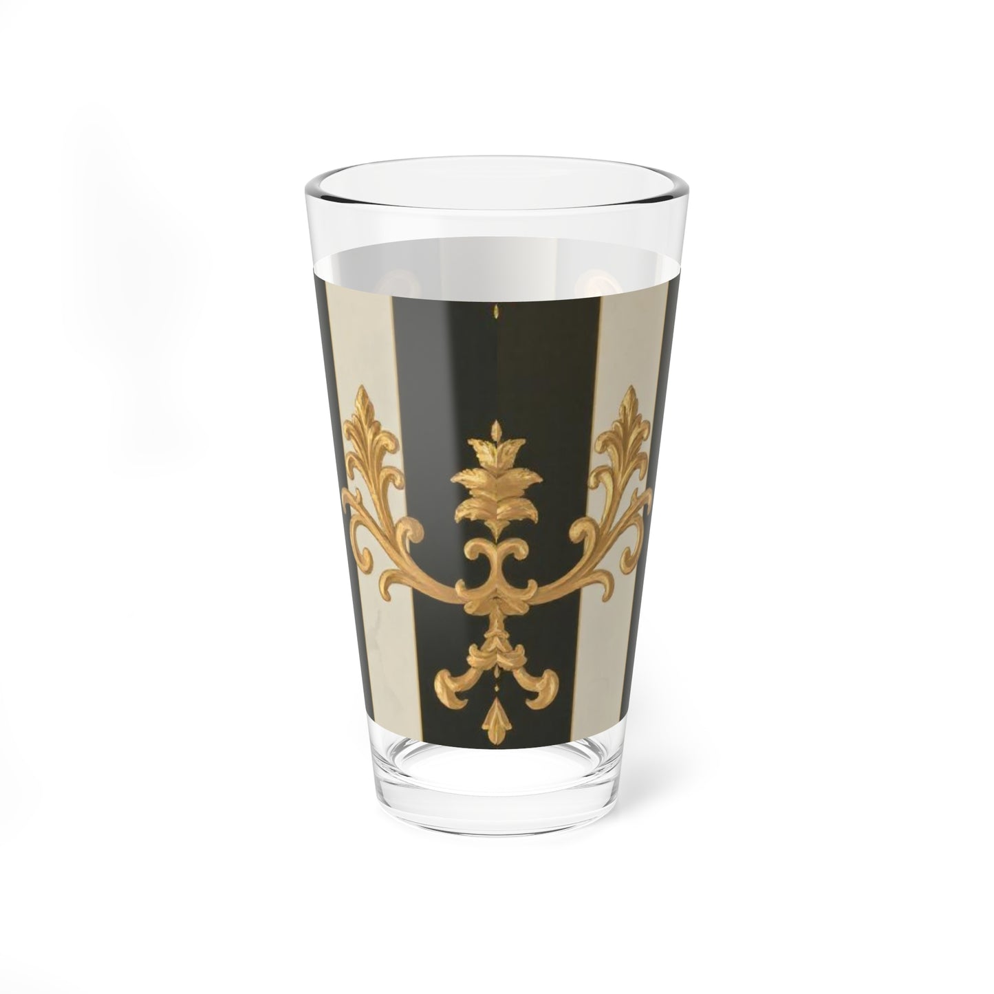 Elegant Black & Alabaster Striped Baroque Mixing Glass - 16oz, Artisanal Cocktail Glass, Perfect Gift for Home Bartenders, Vintage Style Drinkware