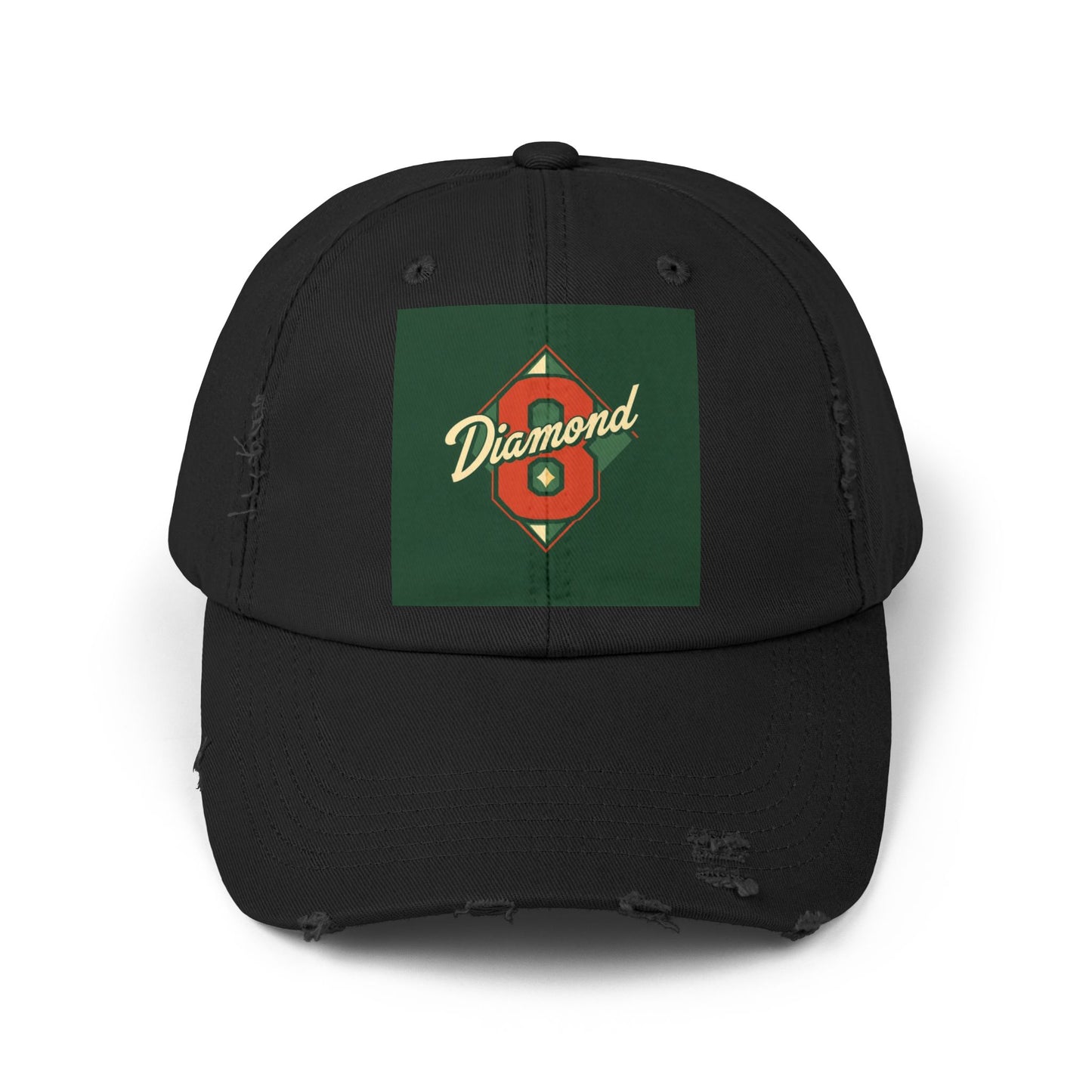 Unisex Distressed Cap - Vintage Baseball Style Hat, Cool Casual Headwear - Diamond 8