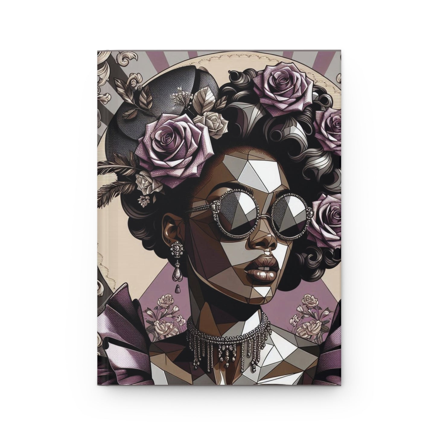 Artistic Afrocentric Hardcover Journal | Stylish Writing Notebook, Gift for Creatives, Inspirational Journal - Lilac Baroque Lady